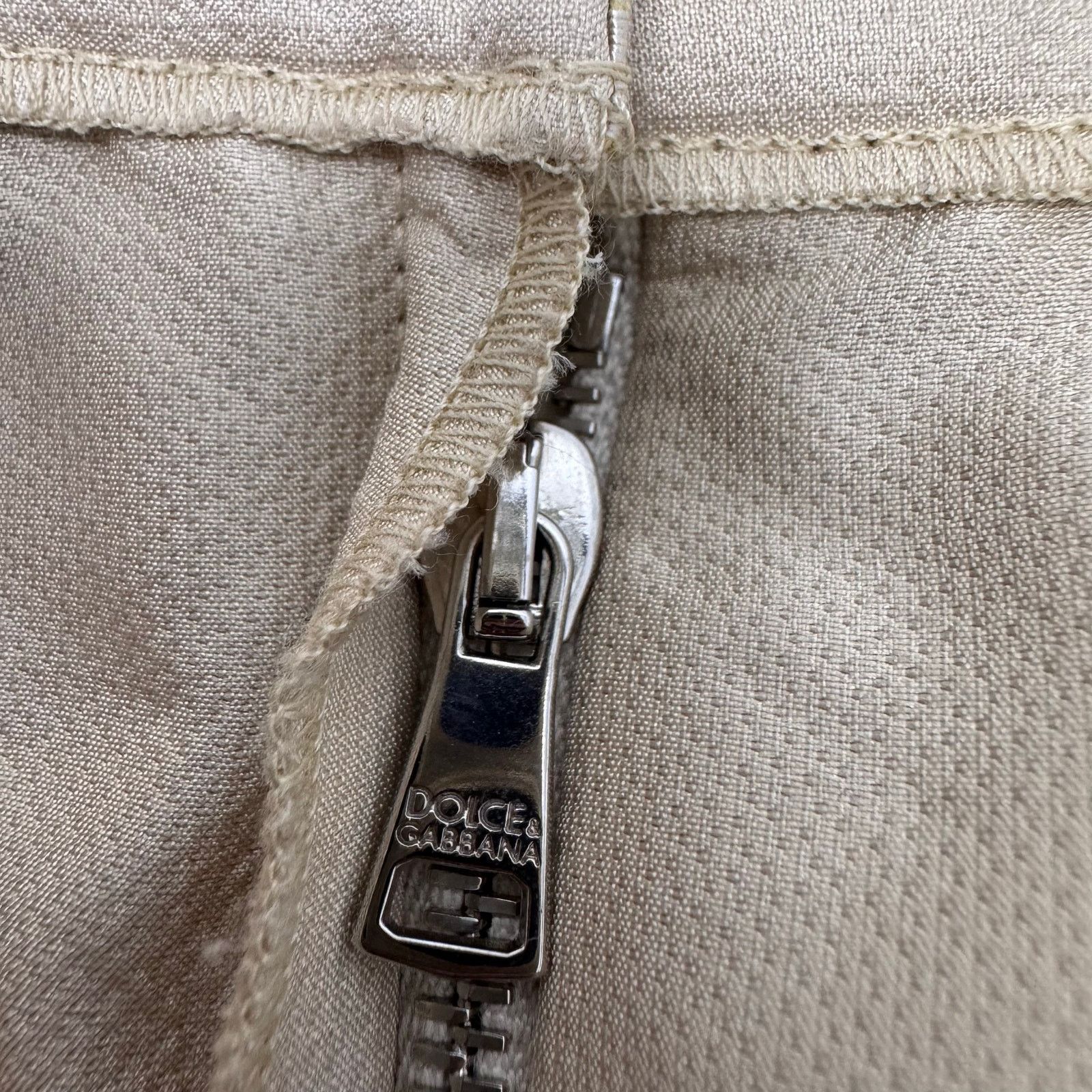 Dolce & Gabbana NDolce & Gabbana Wool Silk Blend A-Line Skirt 46/US 10 Beige Size 32" / US 10 / IT 46 - 7 Thumbnail