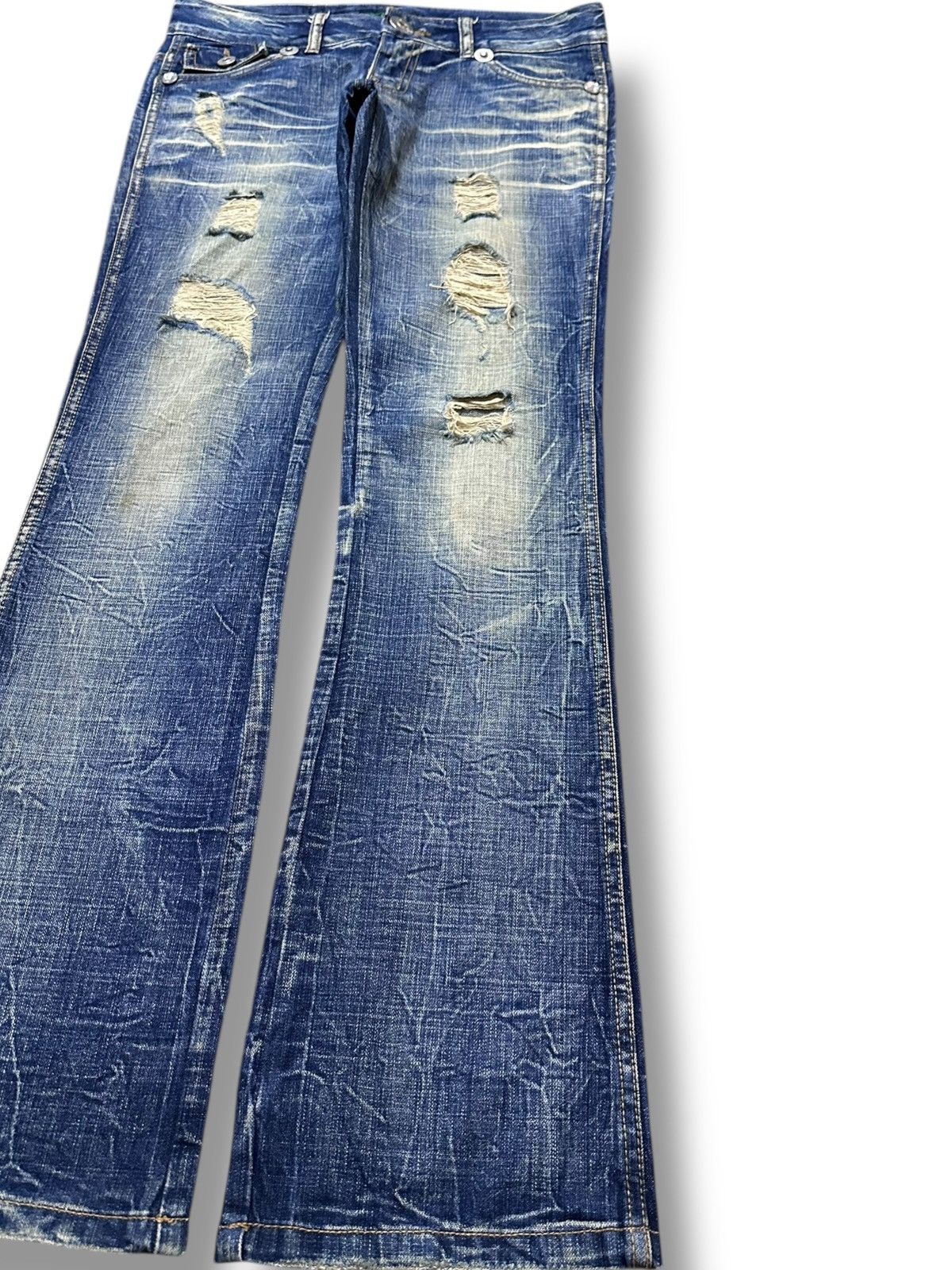 Junya Watanabe Vintage Vence Flare Mudwash Honeycomb Distressed Denim Size US 31 - 4 Thumbnail