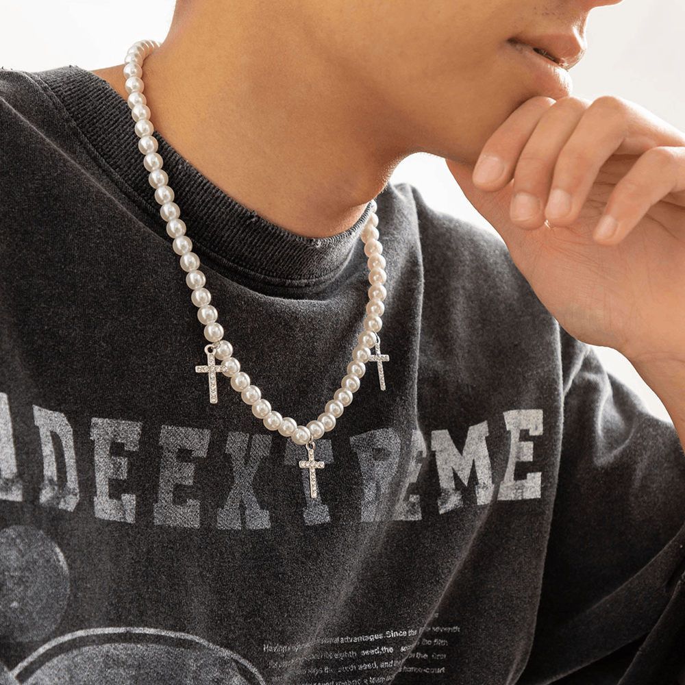 Jewelry Cross Pearl Necklace Size ONE SIZE - 2 Thumbnail