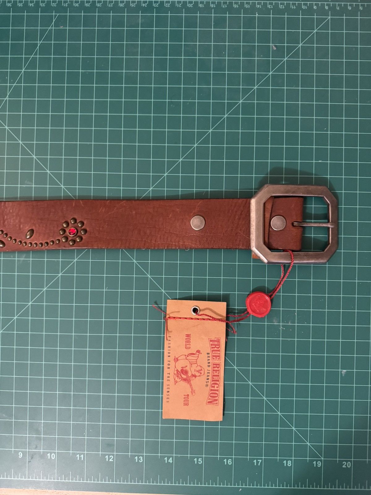 Hollywood Trading Company True Religion Studded Leather Belt Size 34 - 1 Thumbnail