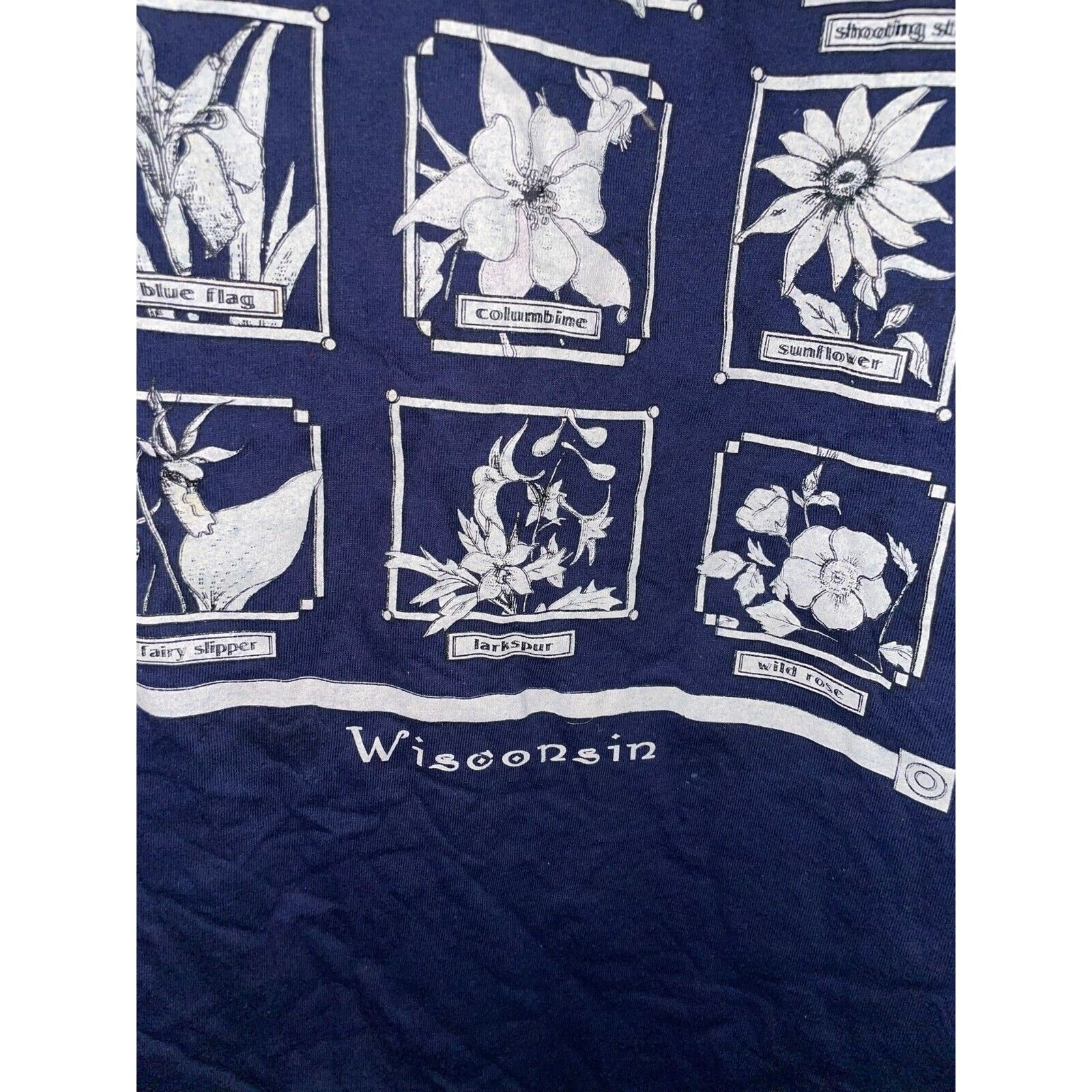 Jerzees Vintage Wisconsin Flower Shirt Wildflowers Tee VTG 90s 2X Size US XXL / EU 58 / 5 - 5 Thumbnail