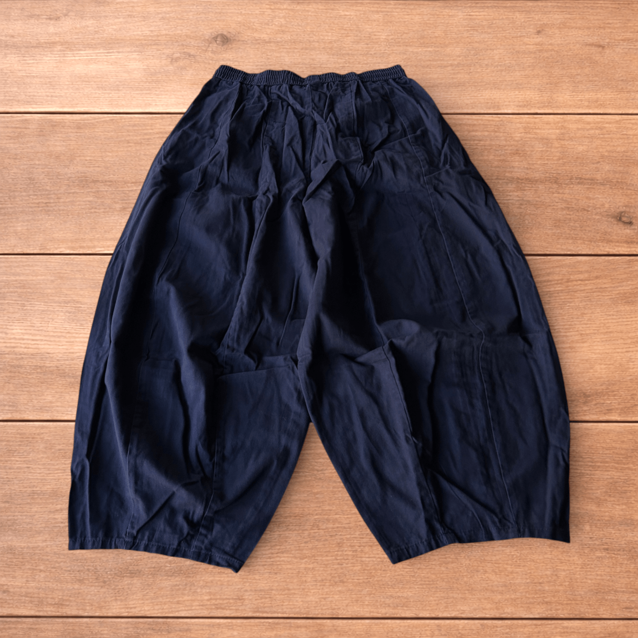 Japanese Brand Super baggy wide leg parachute trousers in navy blue. Size US 34 / EU 50 - 2 Thumbnail