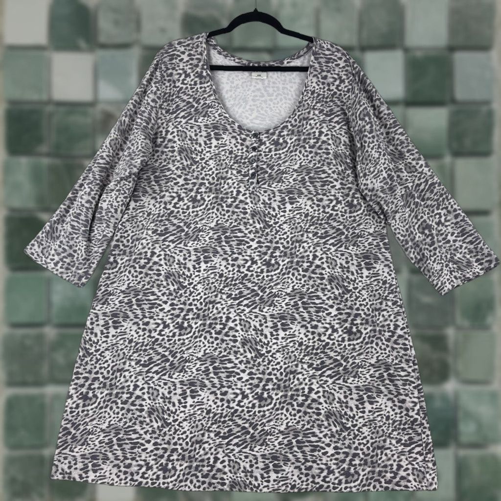 Vintage Soma Gray Animal Print Pullover Pajama Dress Womens Scoop Neck Stretch Size XXL Size XXL / US 16-18 / IT 52-54 - 1 Thumbnail