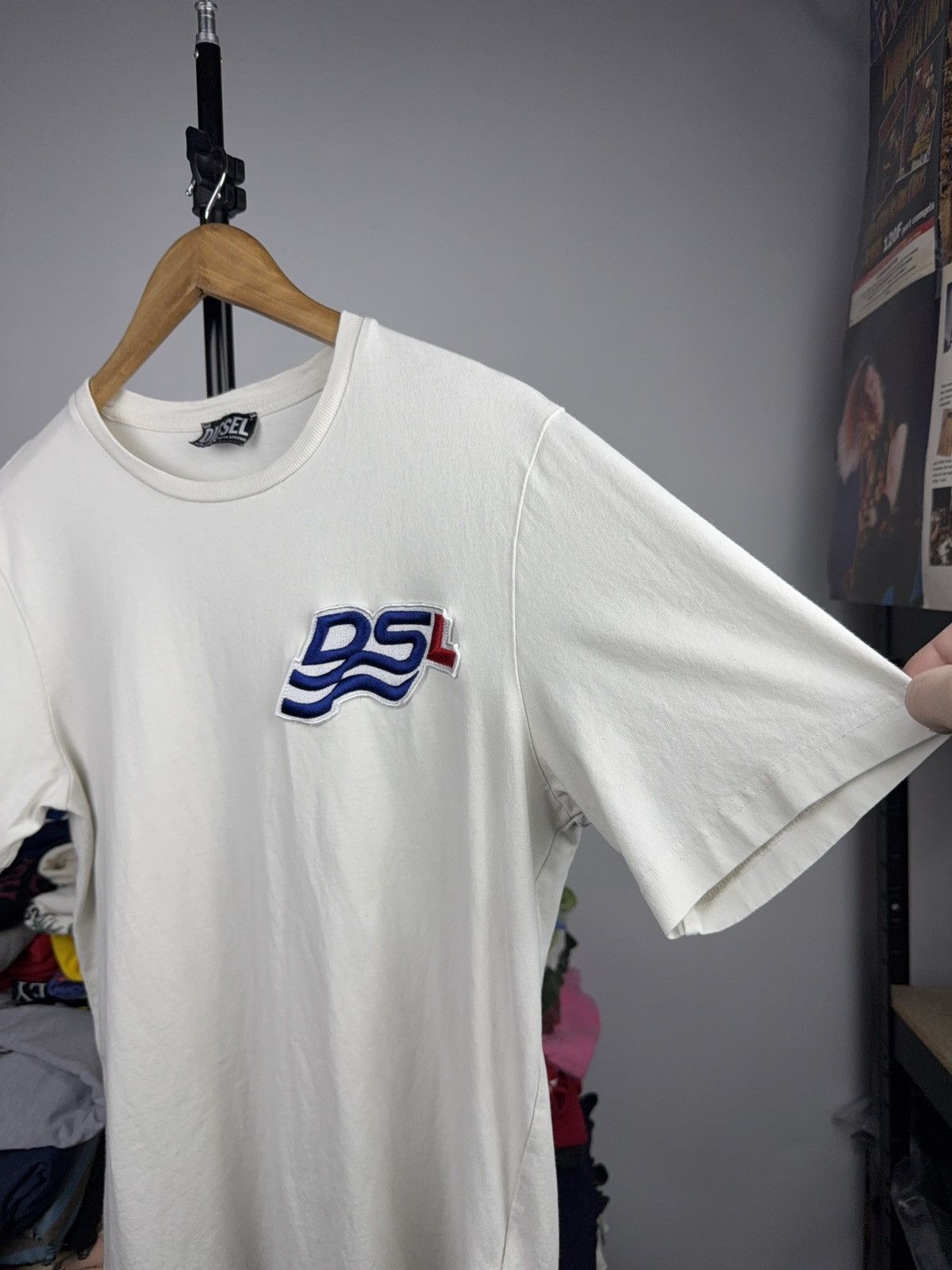 Diesel Luxury Diesel DSL Logo Patch White Tee Vintage Style Size US L / EU 52-54 / 3 - 6 Thumbnail