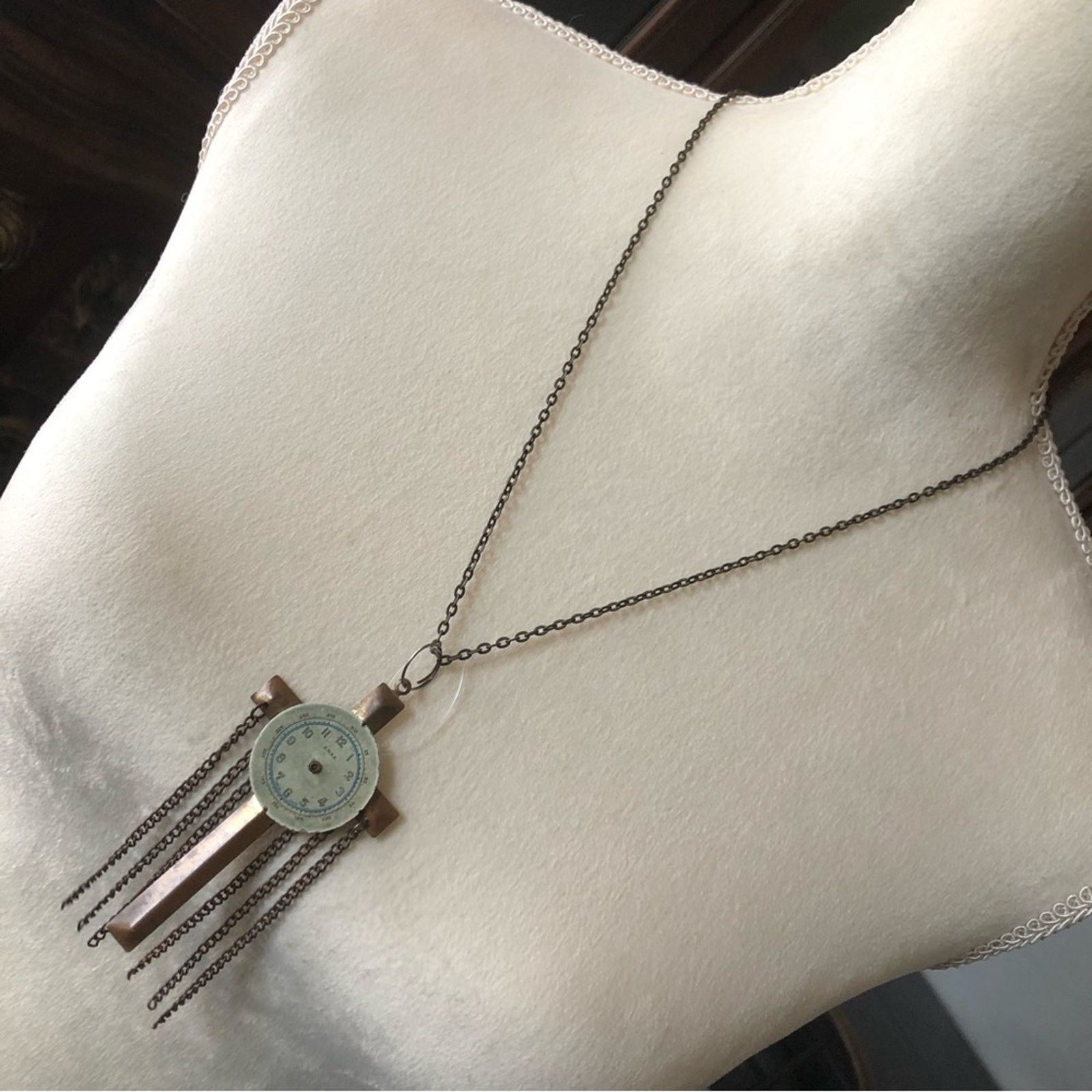Jewelry Large brass cross with chain fringe necklace Size ONE SIZE - 1 Thumbnail