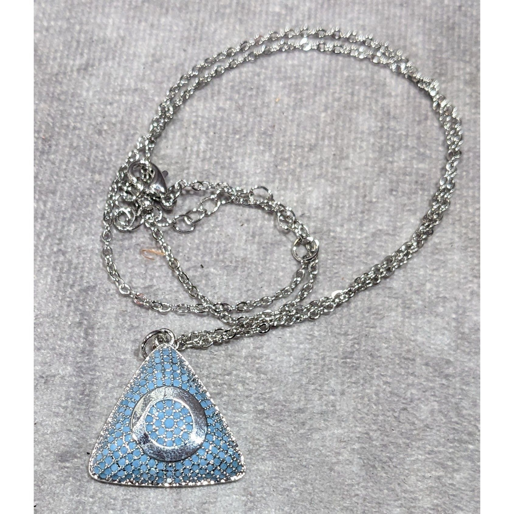 Other Blue And Silver Tone Pave Stone Triangle Pendant Necklace Size ONE SIZE - 8 Thumbnail
