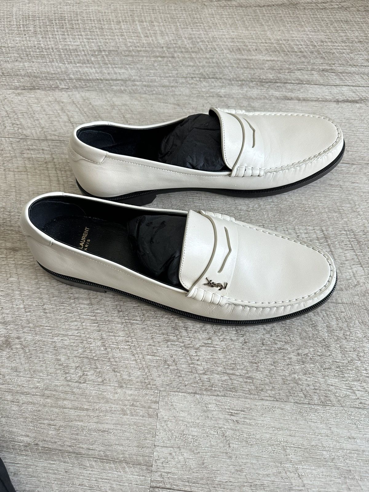 Saint Laurent Paris Saint Laurent YSL White Loafers | Grailed
