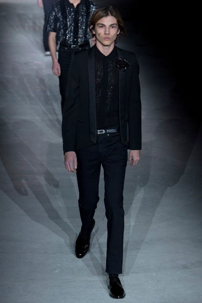 Yves Saint Laurent Saint Laruent size 39 17 FW black scale rhinestone organ sh Size US M / EU 48-50 / 2 - 8 Thumbnail