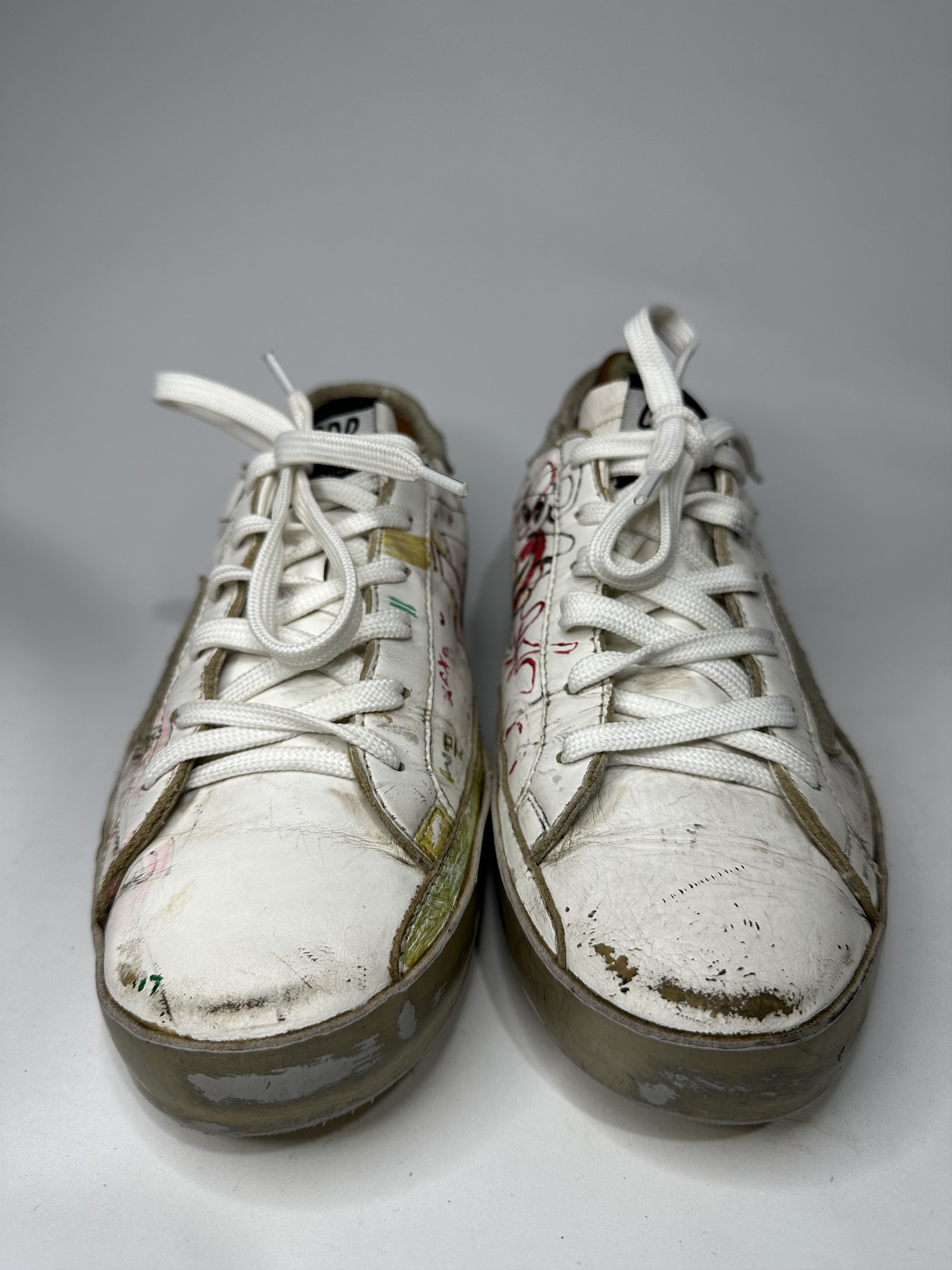 Golden Goose Golden Goose Graffiti Superstar Distressed Leather Sneakers. Size US 7 / EU 40 - 3 Thumbnail