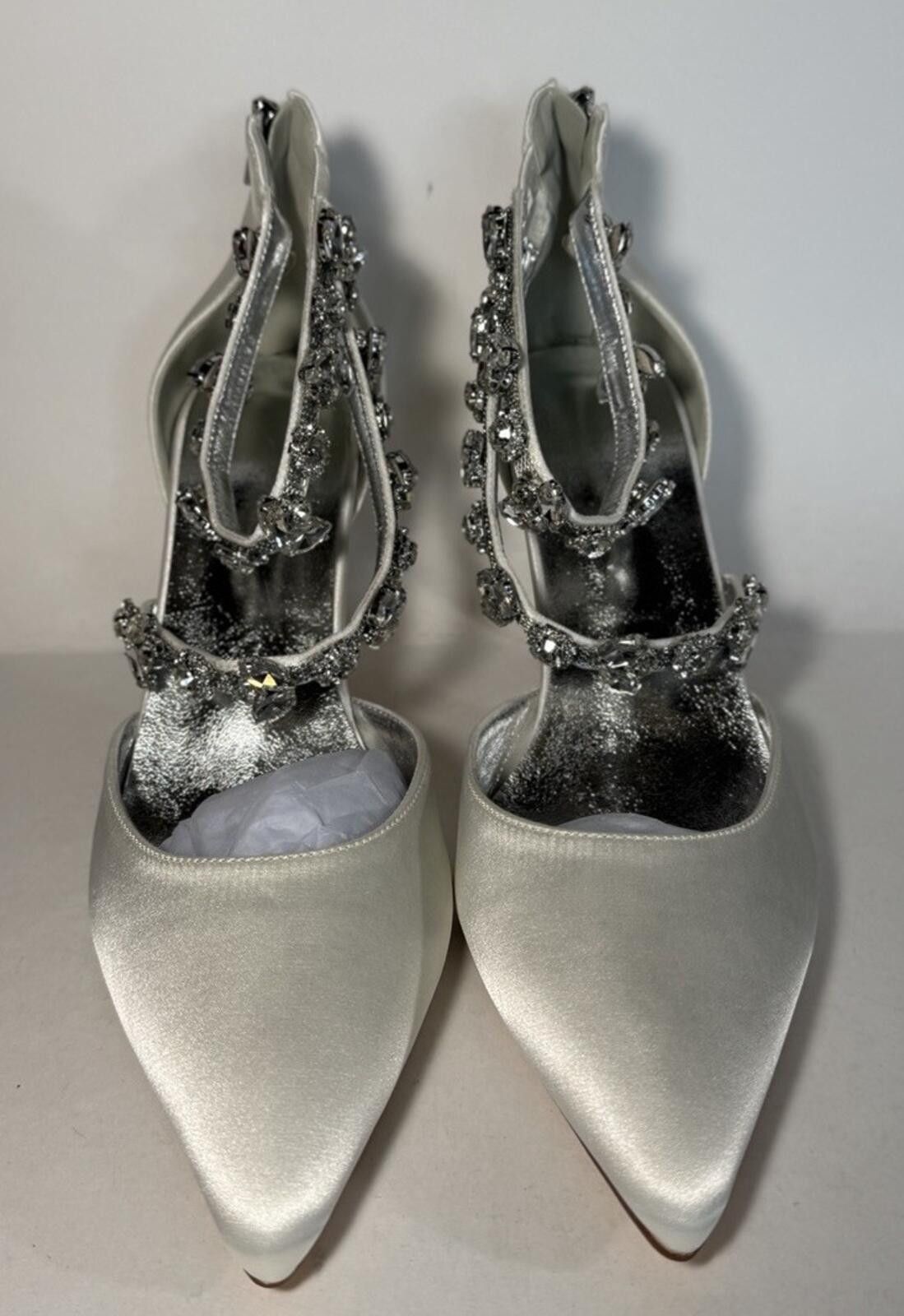 Other ANNA'S BRIDAL Pointed Toe Ankle Strap Satin Rhinestone Heels Size US 10 / IT 40 - 1 Thumbnail