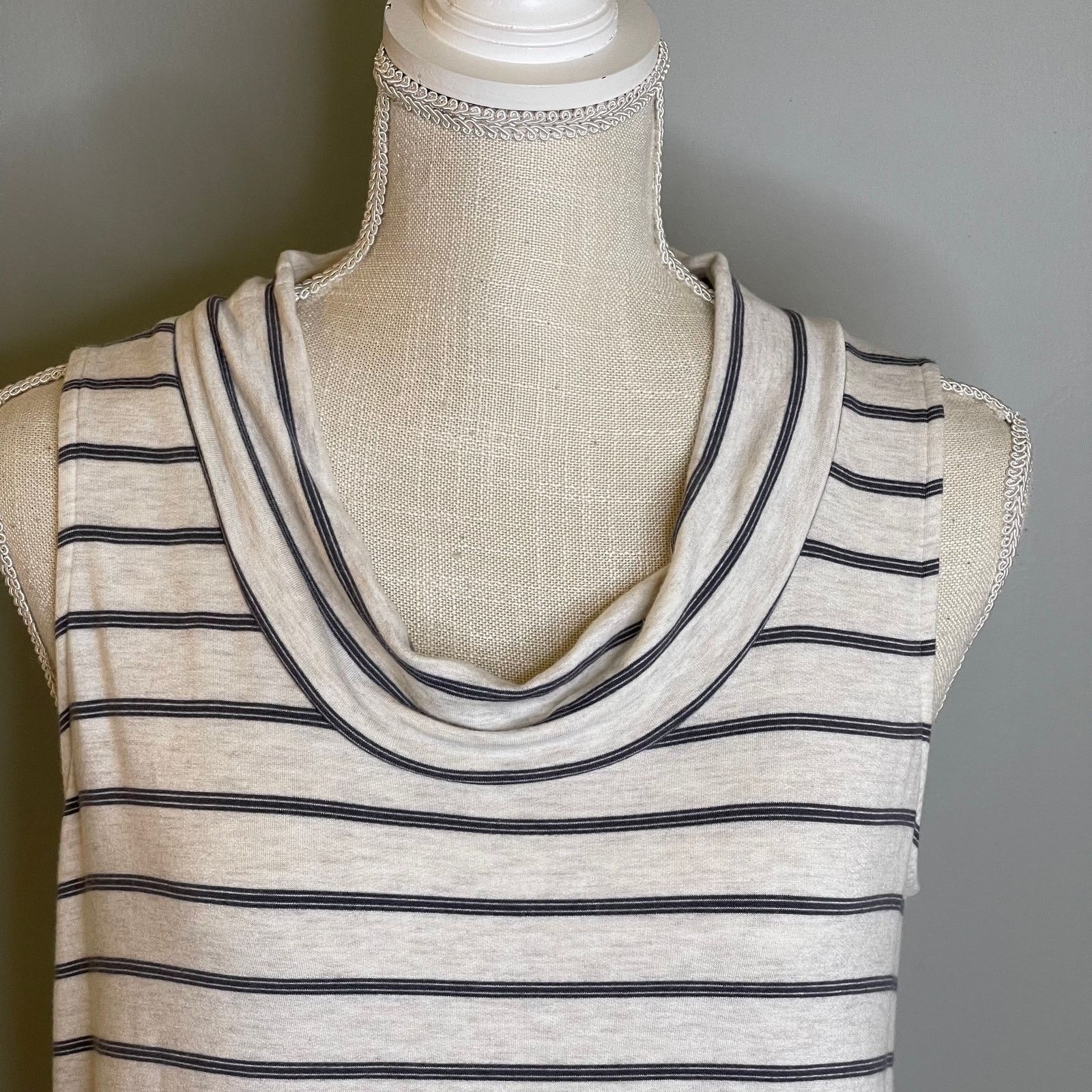 Lou & Grey Lou & Grey LOFT Soft Striped Sleeveless Cowl Neck Shirt, S Size S / US 4 / IT 40 - 4 Thumbnail