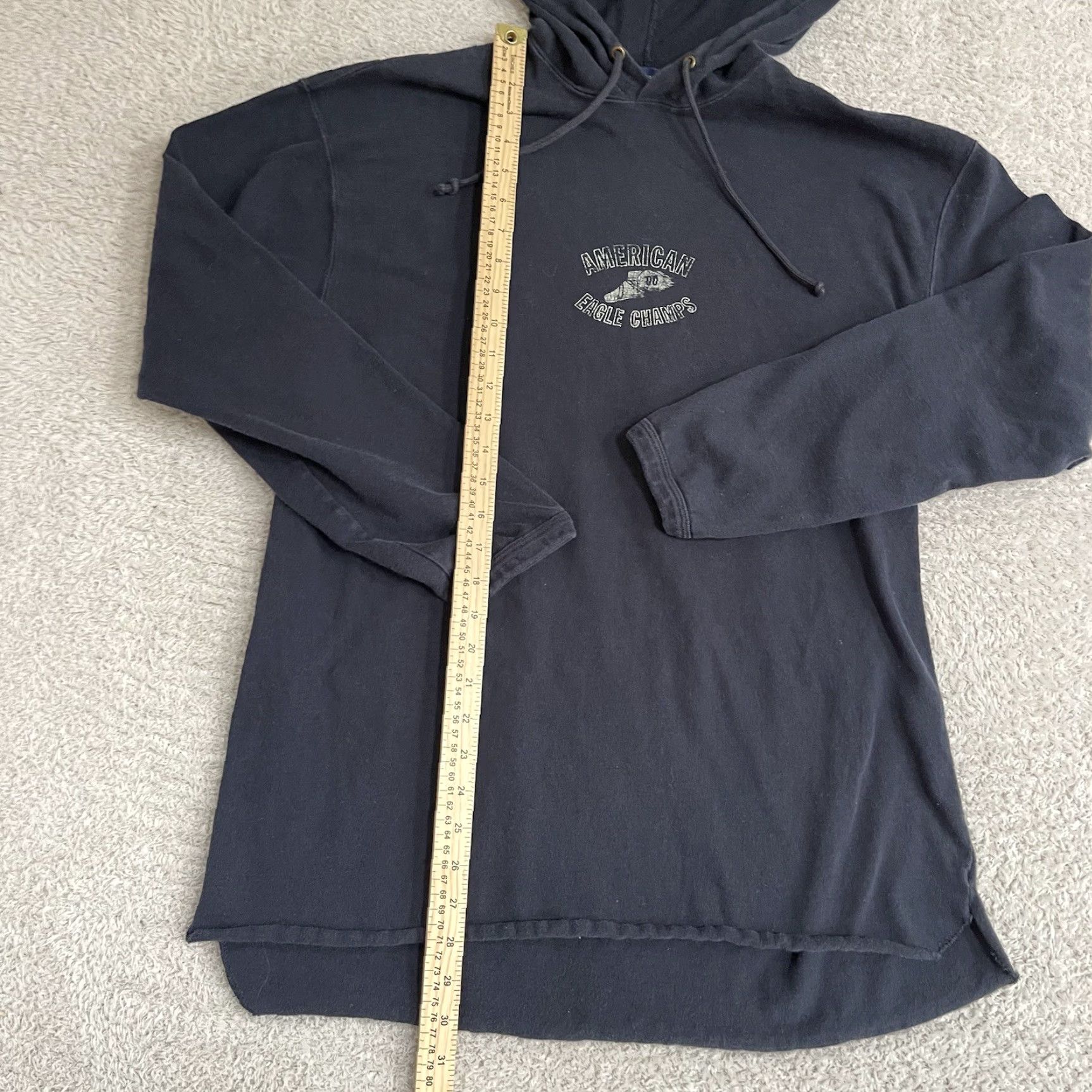 American Eagle Outfitters VINTAGE American Eagle Hoodie Sweatshirt Mens M Blue 90s Lightweight Graphic Print Pullover Size US M / EU 48-50 / 2 - 6 Thumbnail