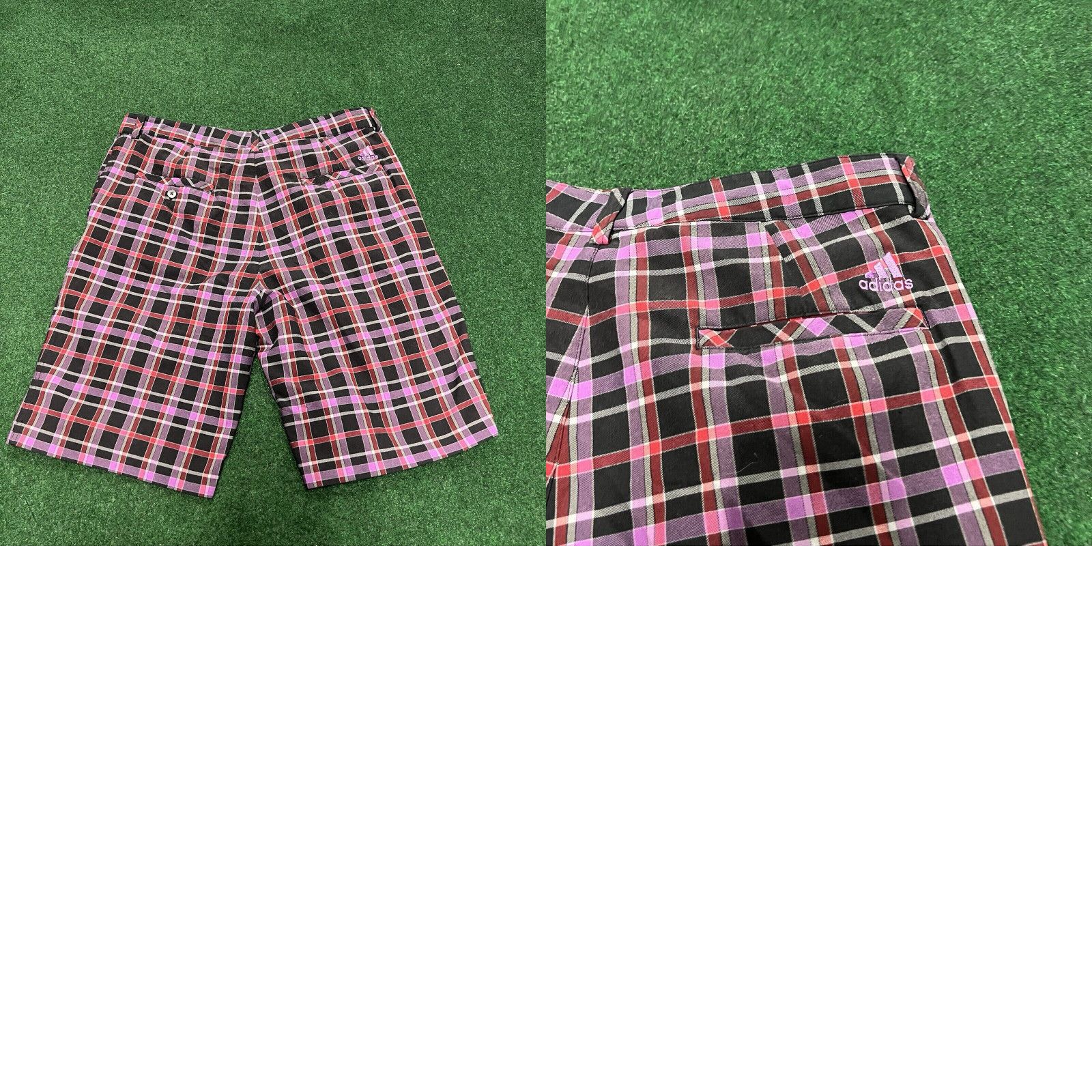 Adidas Vintage Adidas Shorts Mens 34 Purple Black Plaid Chino Golf Athletic Flat Front Size US 34 / EU 50 - 8 Thumbnail
