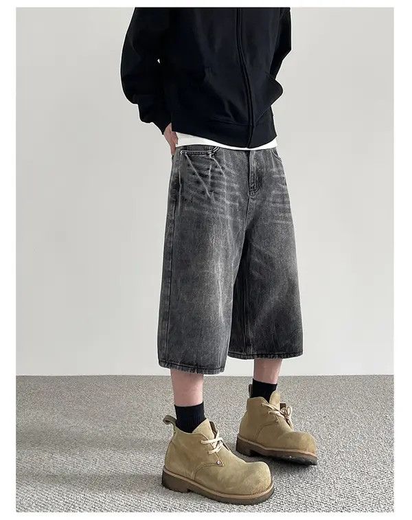 VIBE Baggy Washed Denim Shorts Size US 32 / EU 48 - 6 Thumbnail