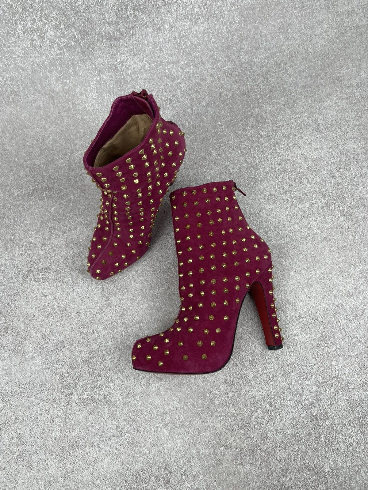 Christian Louboutin Christian Louboutin Ariella Clou Pink Suede Ankle Boots Size US 7.5 / IT 37.5 - 7 Thumbnail