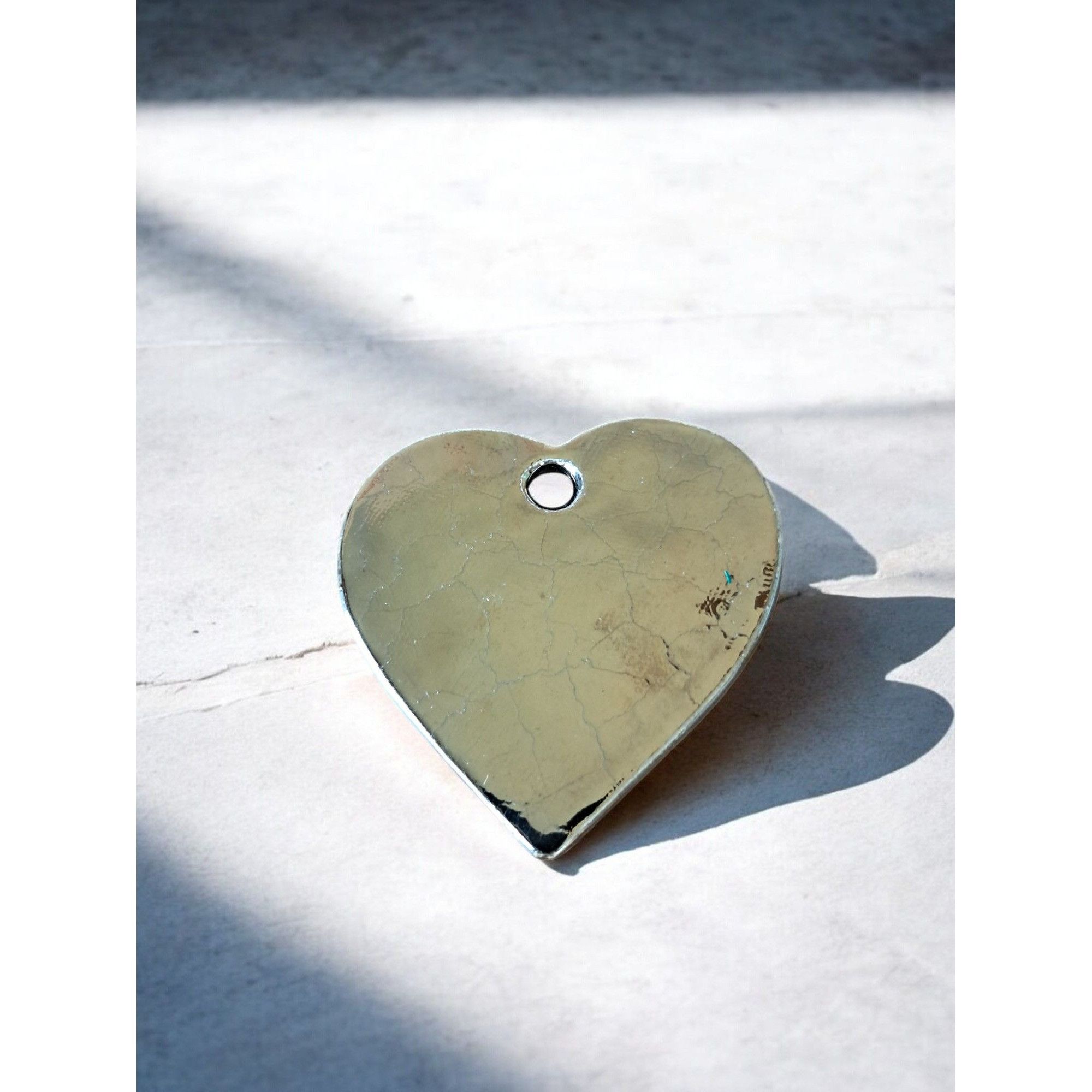 Other Textured Blue Green and Gold Resin Heart Shape Pendant —2.5" Size ONE SIZE - 4 Thumbnail