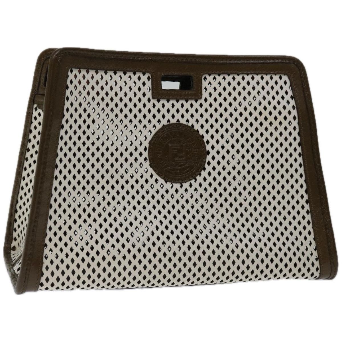 image of Fendi Mini Peek A Boo Clutch Bag Leather White Auth Hk1148, Women's