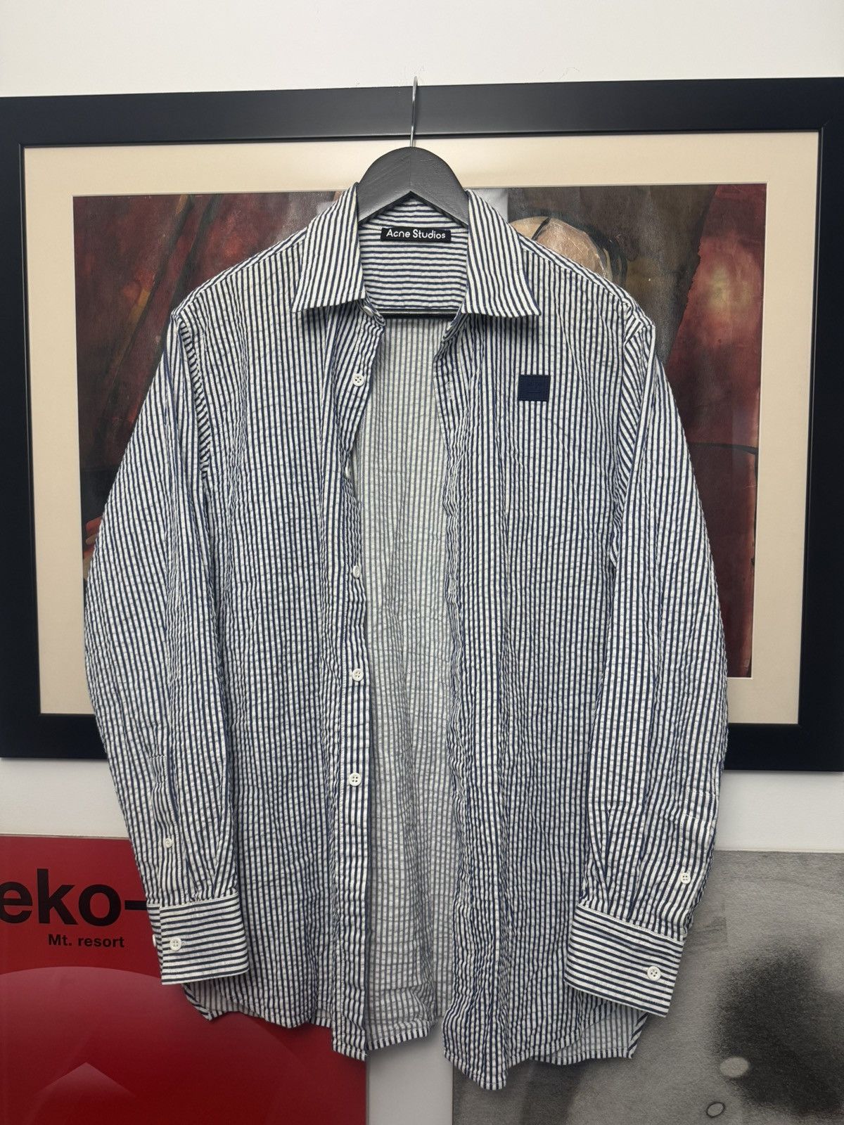 Acne Studios Acne Studios Fairview Face Mini Logo Stripes Shirt Button Up Size US M / EU 48-50 / 2 - 2 Thumbnail