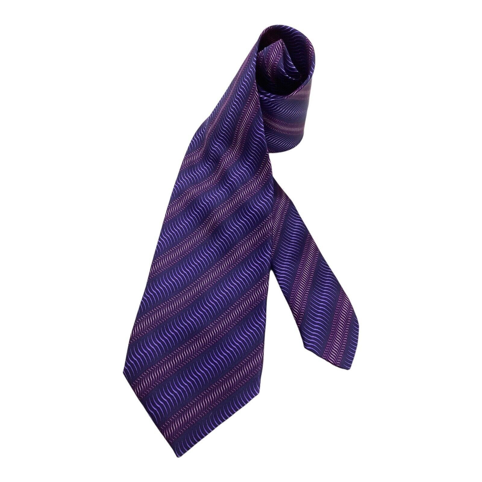 Zilli ZILLI Purple Striped Luxury Silk Tie Hand Made In Italy W: 3 Size ONE SIZE - 1 Thumbnail