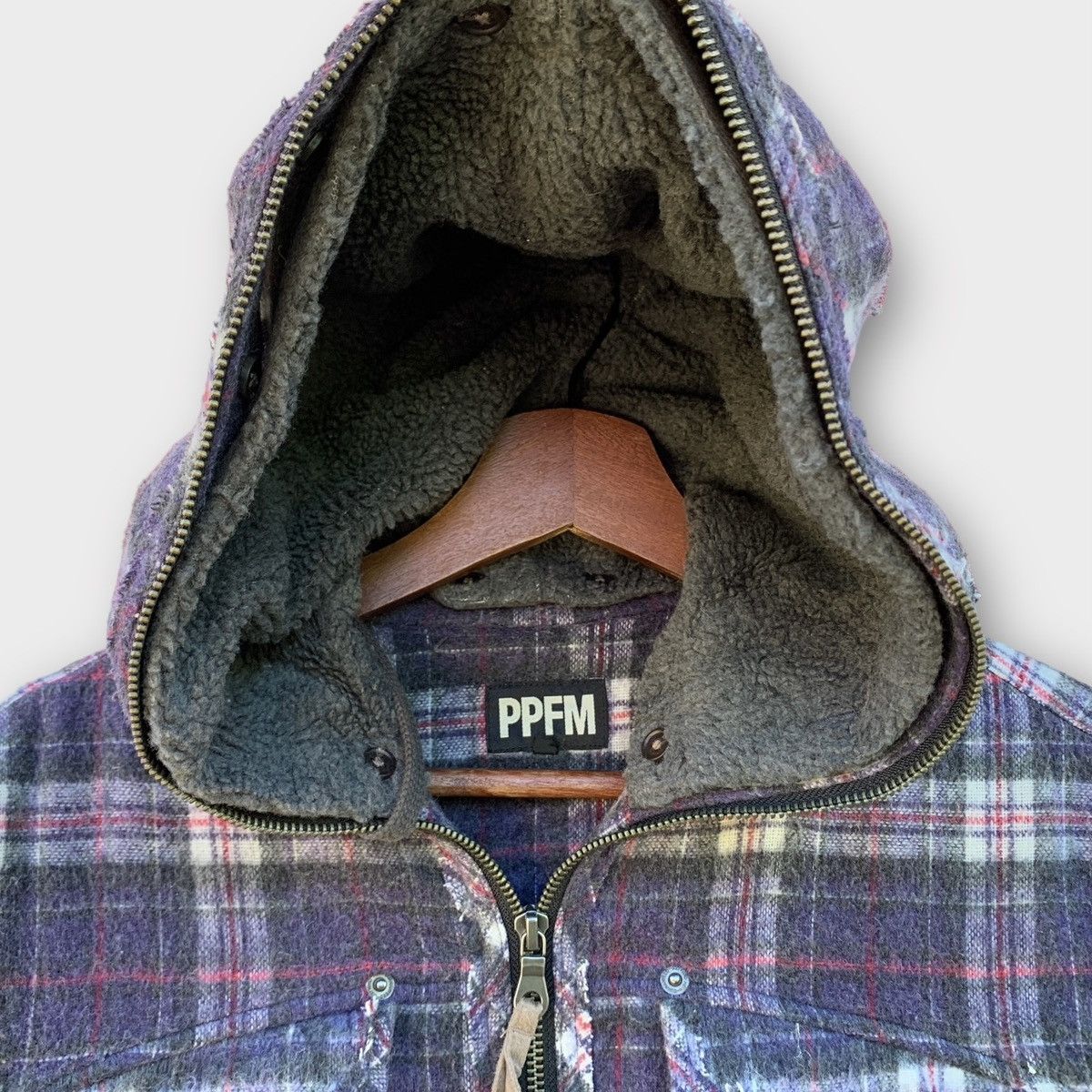 Japanese Brand PPFM PLAID WOOL FULL ZIPPER JACKET Size M / US 6-8 / IT 42-44 - 6 Thumbnail