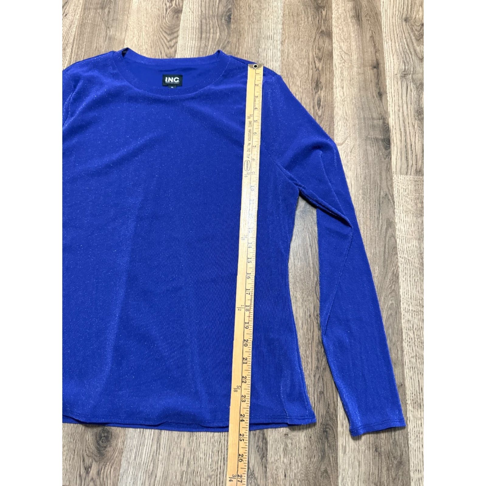 Vintage INC International Concepts Shirt Women's Size XL Blue Sparkly Long Sleeve Size XL / US 12-14 / IT 48-50 - 7 Thumbnail