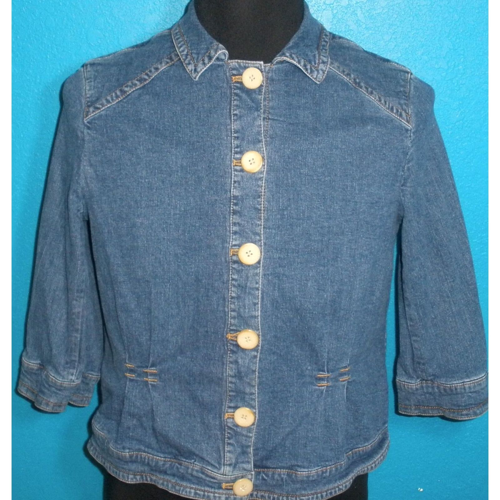 Coldwater Creek VINTAGE Coldwater Creek Denim Blue Jean Jacket Button Up Women's P14 Petite Long Sleeve Solid 90s Classic Outdoor Denim Jacket Womens Size 36" / US 14 / IT 50 - 2 Thumbnail