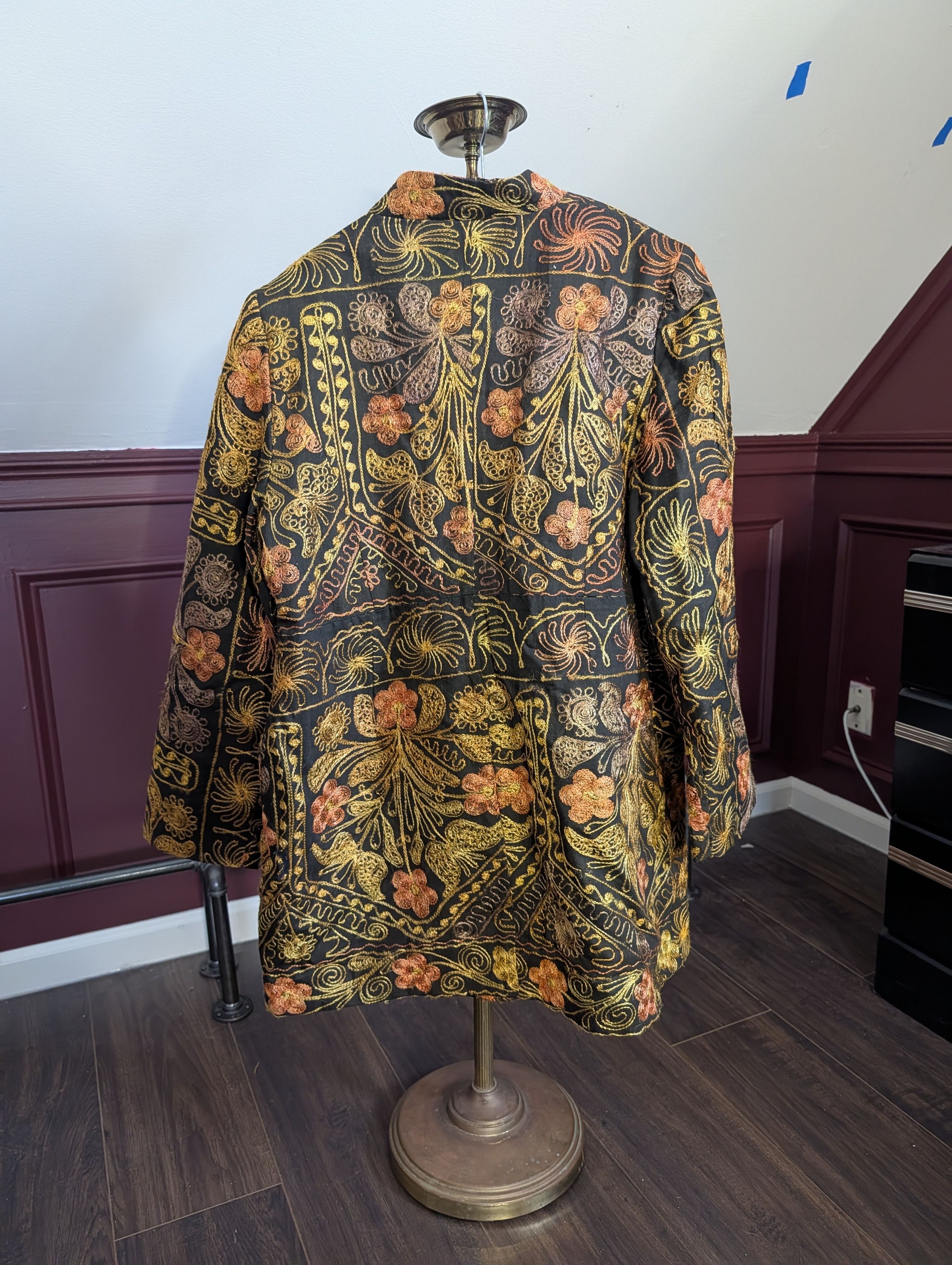 Handmade Uzbekistan handmade chain stitch floral button up jacket Size XL / US 12-14 / IT 48-50 - 8 Thumbnail