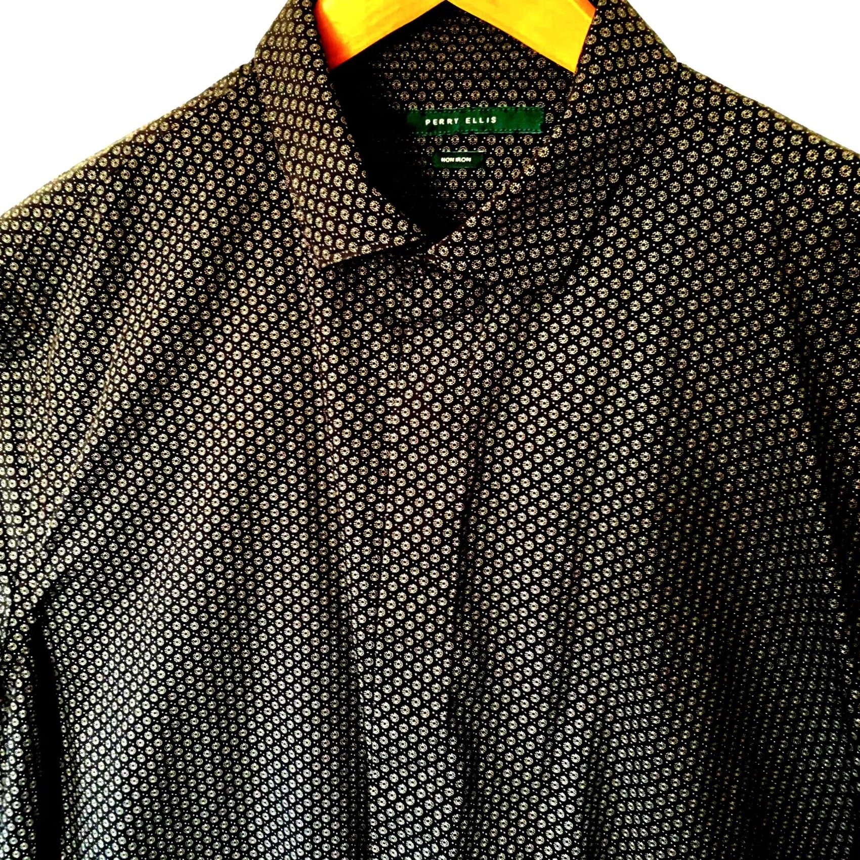 Perry Ellis Perry Ellis Shirt Mens XL Long Sleeve Blue Non Iron Button-Front Spread Collar Geometric Pattern Casual All Seasons Size US XL / EU 56 / 4 - 3 Thumbnail
