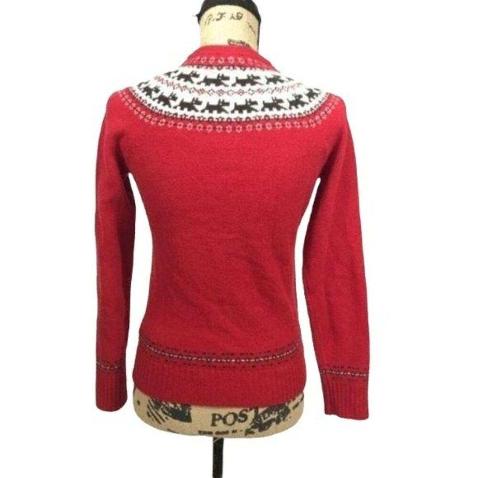 J.Crew J Crew Scottie Dog Red Lambs Wool Cardigan Small Size S / US 4 / IT 40 - 5 Thumbnail