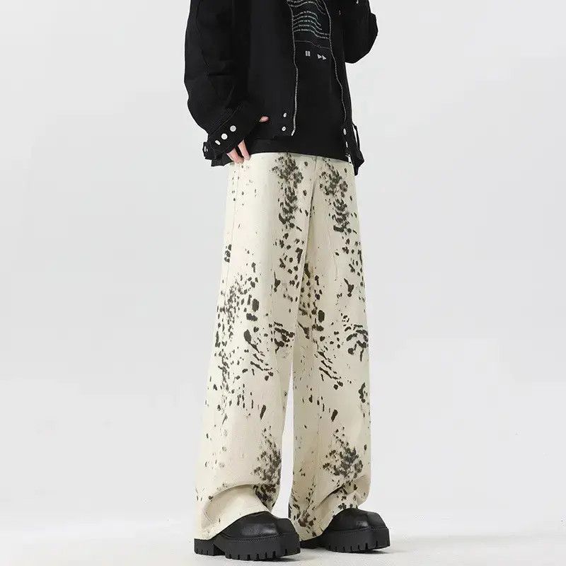 Japanese Brand Retro splashed ink wide leg slightly flared jeans Size US 30 / EU 46 - 1 Thumbnail
