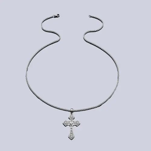 Jewelry Silver Cross Pendant Necklace, Men's Religious Jewelry Size ONE SIZE - 3 Thumbnail