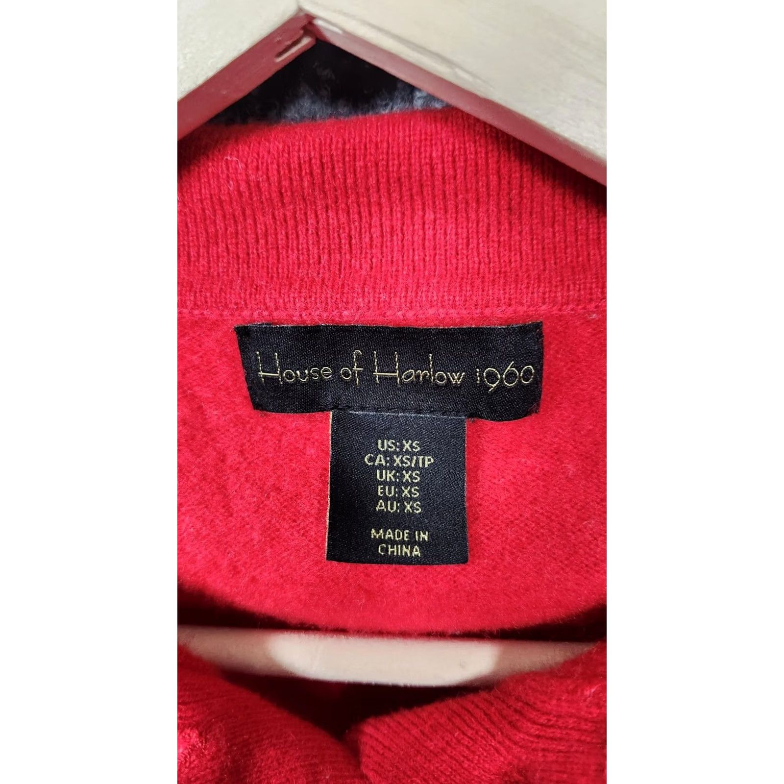 Vintage VINTAGE House Of Harlow 1960 Sweater Womens XS Red Cashmere Short Sleeve Polo Crop Size XS / US 0-2 / IT 36-38 - 2 Thumbnail