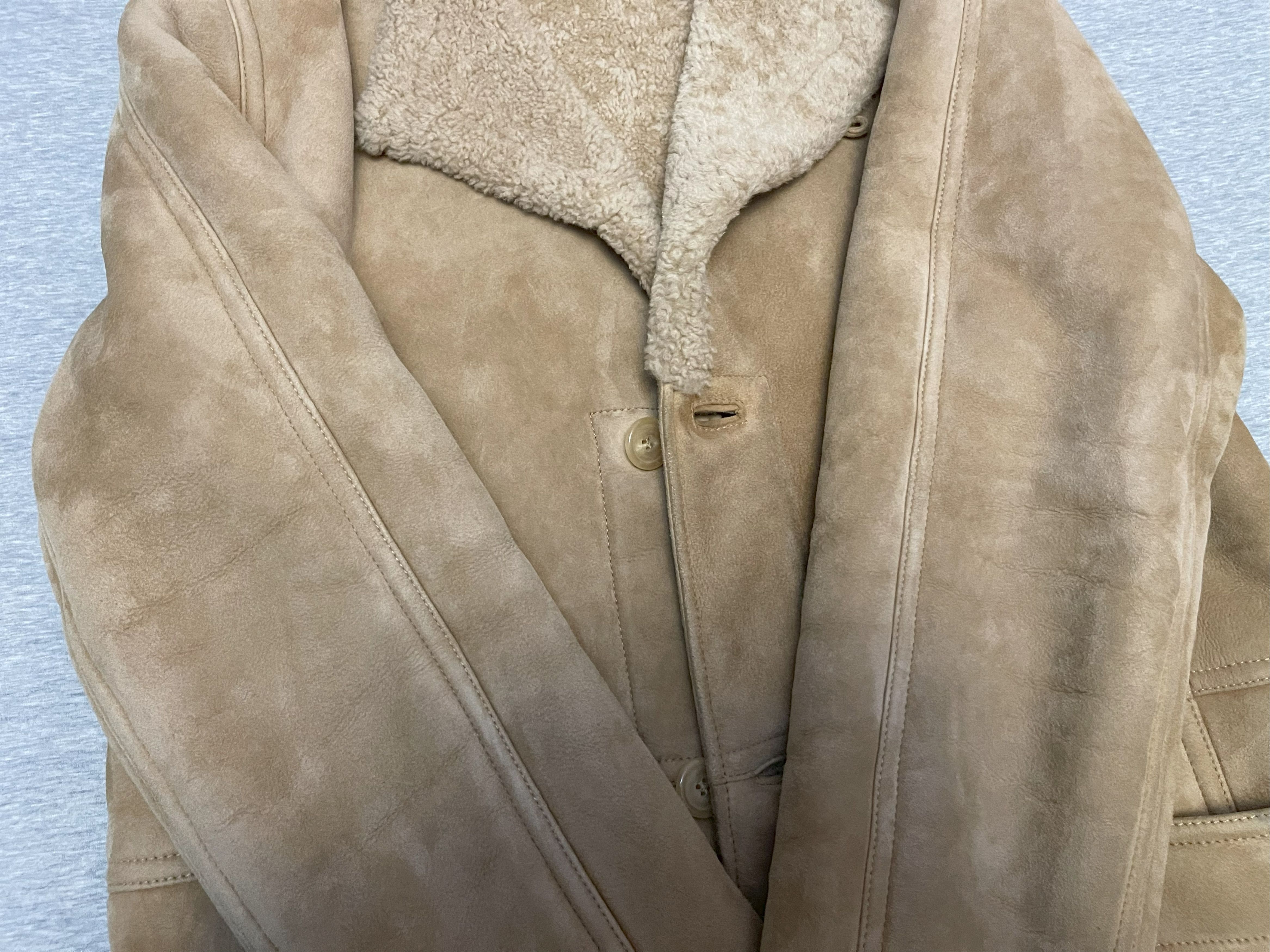 Hedi Slimane × Saint Laurent Paris Saint Laurent 14AW Tan Suede Shearling Coat Size US M / EU 48-50 / 2 - 7 Thumbnail