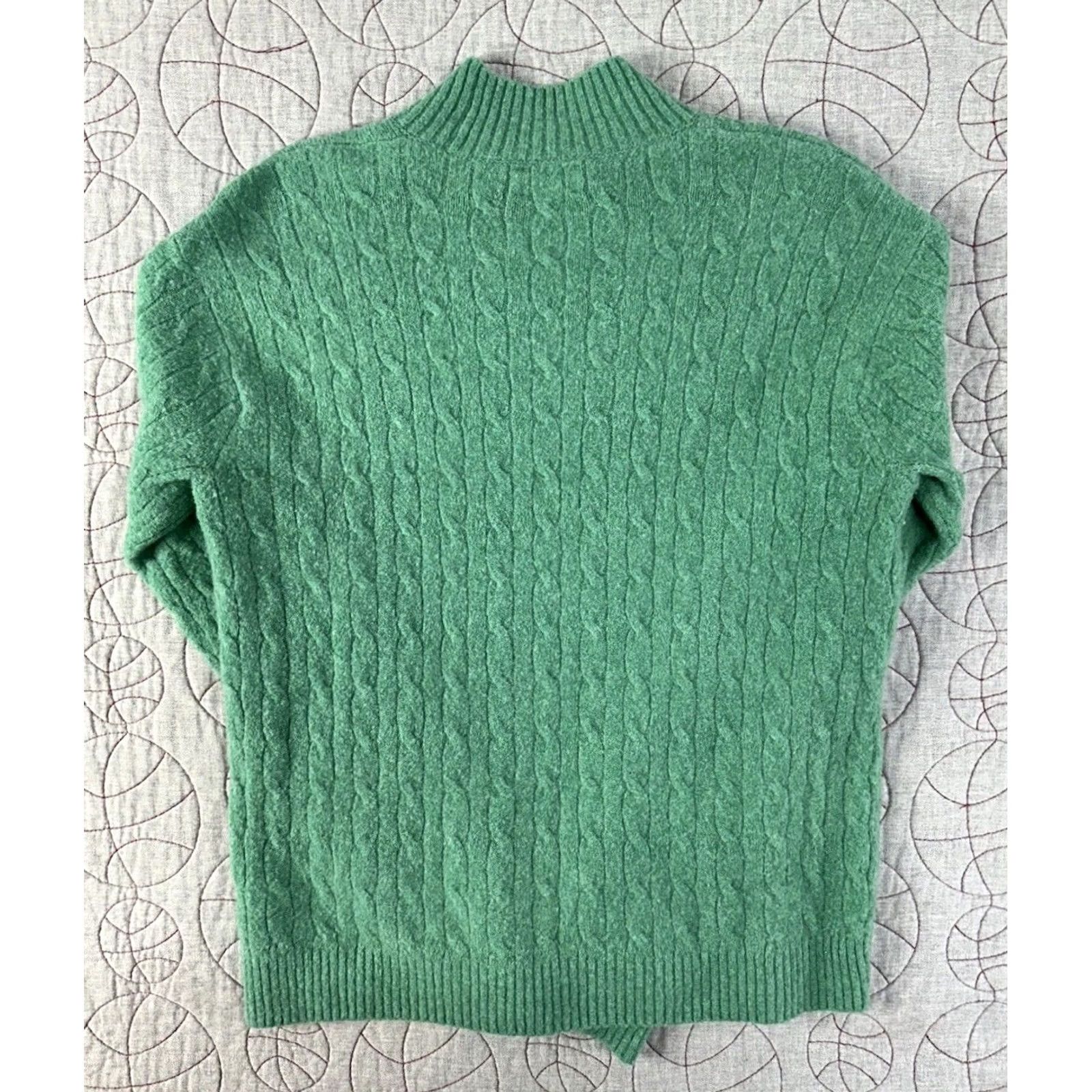 J.Crew J. Crew Factory Green Extra Soft Cable Knit Sweater Mock Neck / Women’s Medium Sweater Size M / US 6-8 / IT 42-44 - 3 Thumbnail
