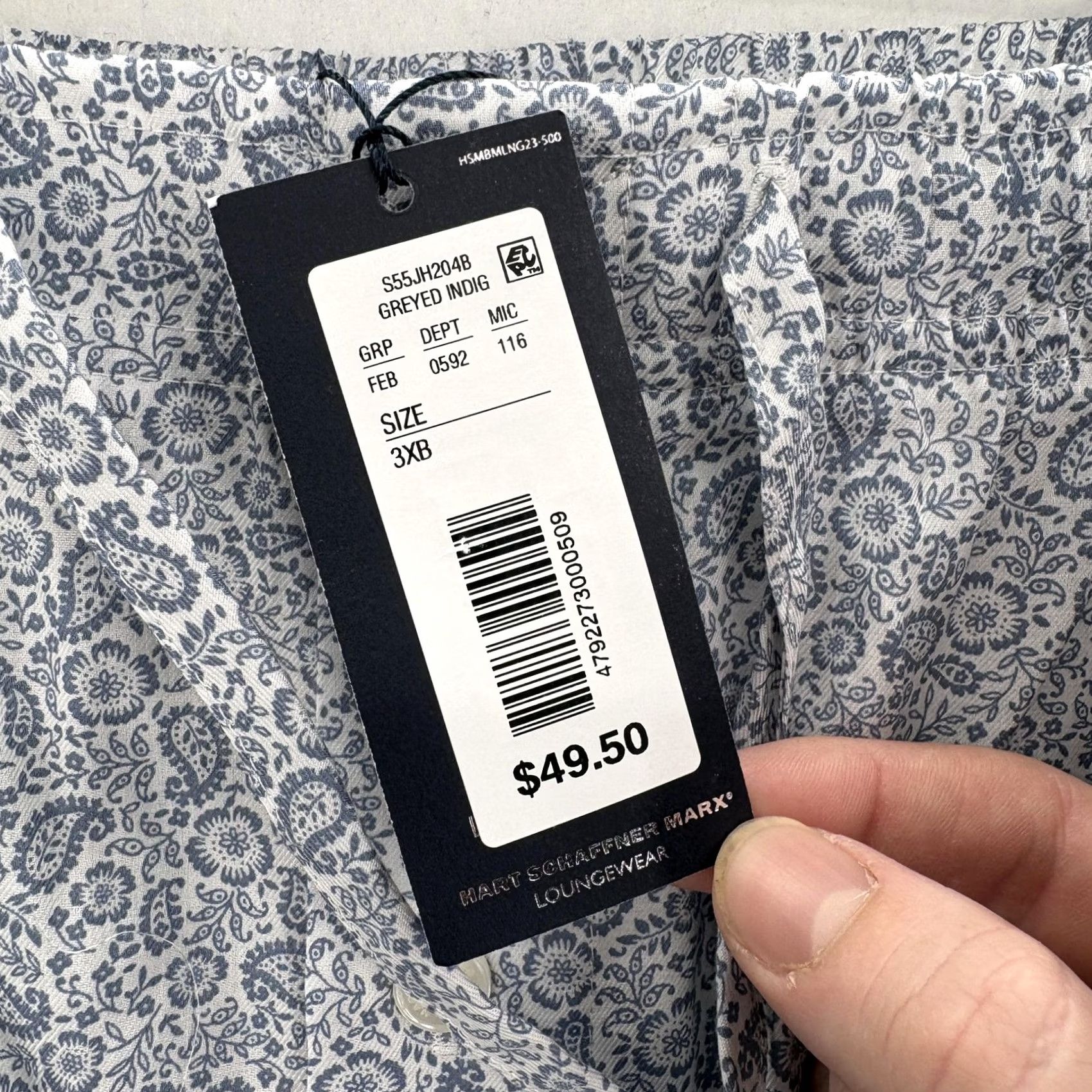 Hart Schaffner Marx Hart Schaffner Marx Sleep Shorts Mens Big 3X Blue Floral Cotton Loungewear Print Size US 39 - 4 Thumbnail