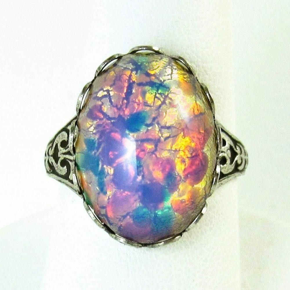 Designer Men's Blue Glass Mosaic Rose Gold Turkish Ring - Size 8 Size ONE SIZE - 1 Thumbnail