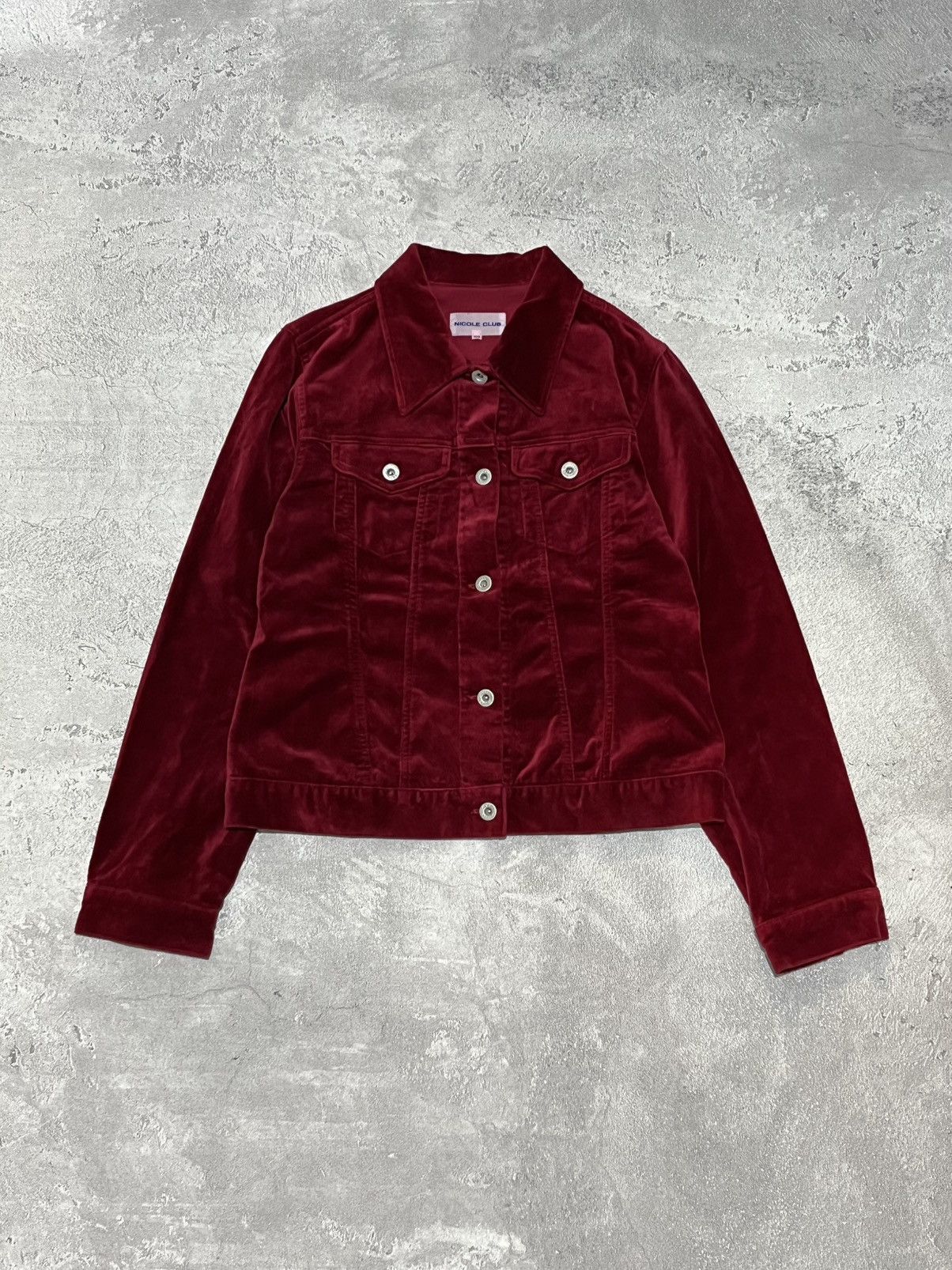 Japanese Brand Nicole Club Red Velvet Jacket Workers Size XS / US 0-2 / IT 36-38 - 2 Thumbnail