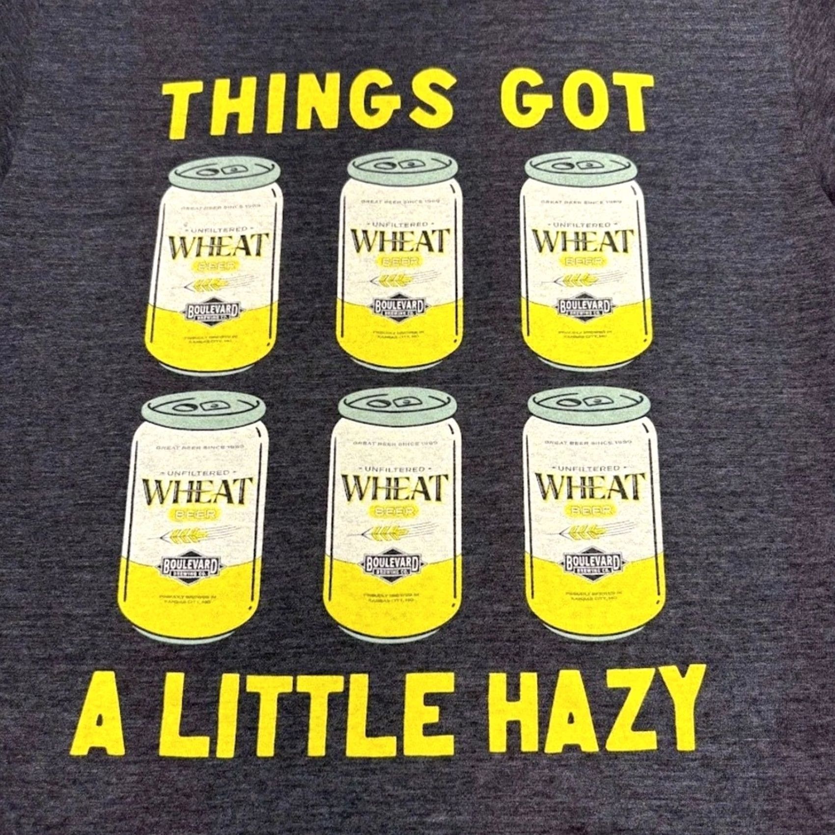 Vintage Charles Hustle T-Shirt Things Got A Little Hazy Boulevard Wheat Beer Gray S Mens XSmall Size US S / EU 44-46 / 1 - 6 Thumbnail