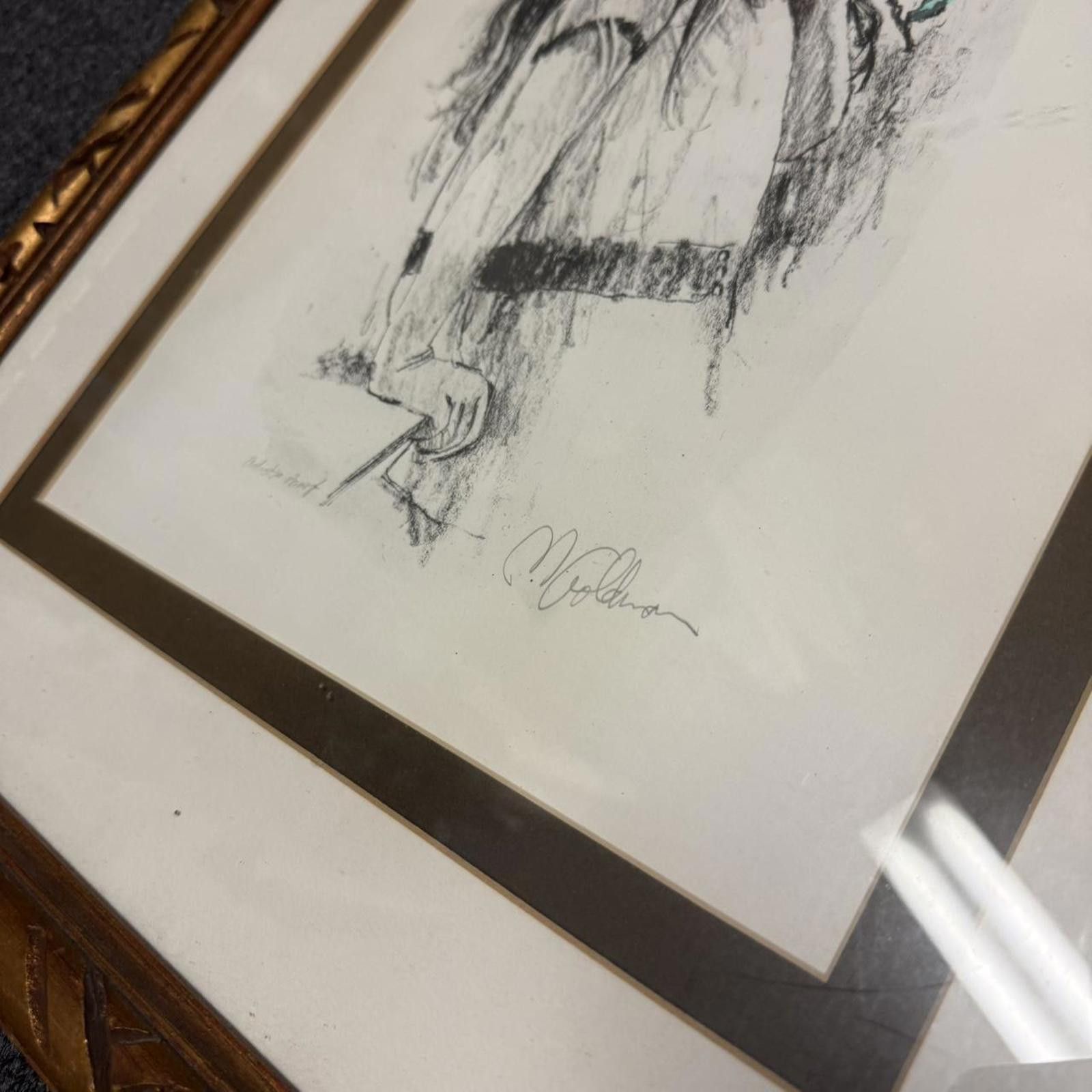 Other Vintage Milton Goldman Signed Framed Girl with Rose Artwork Size ONE SIZE - 3 Thumbnail