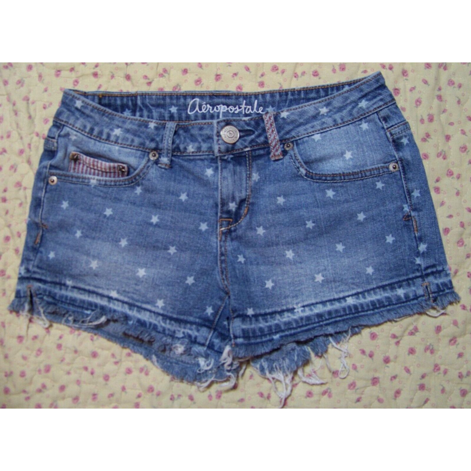 Short En Jean Déchiré Aéropostale – Taille 30 – Homme – Bleu – Coupe Slim – Occasion