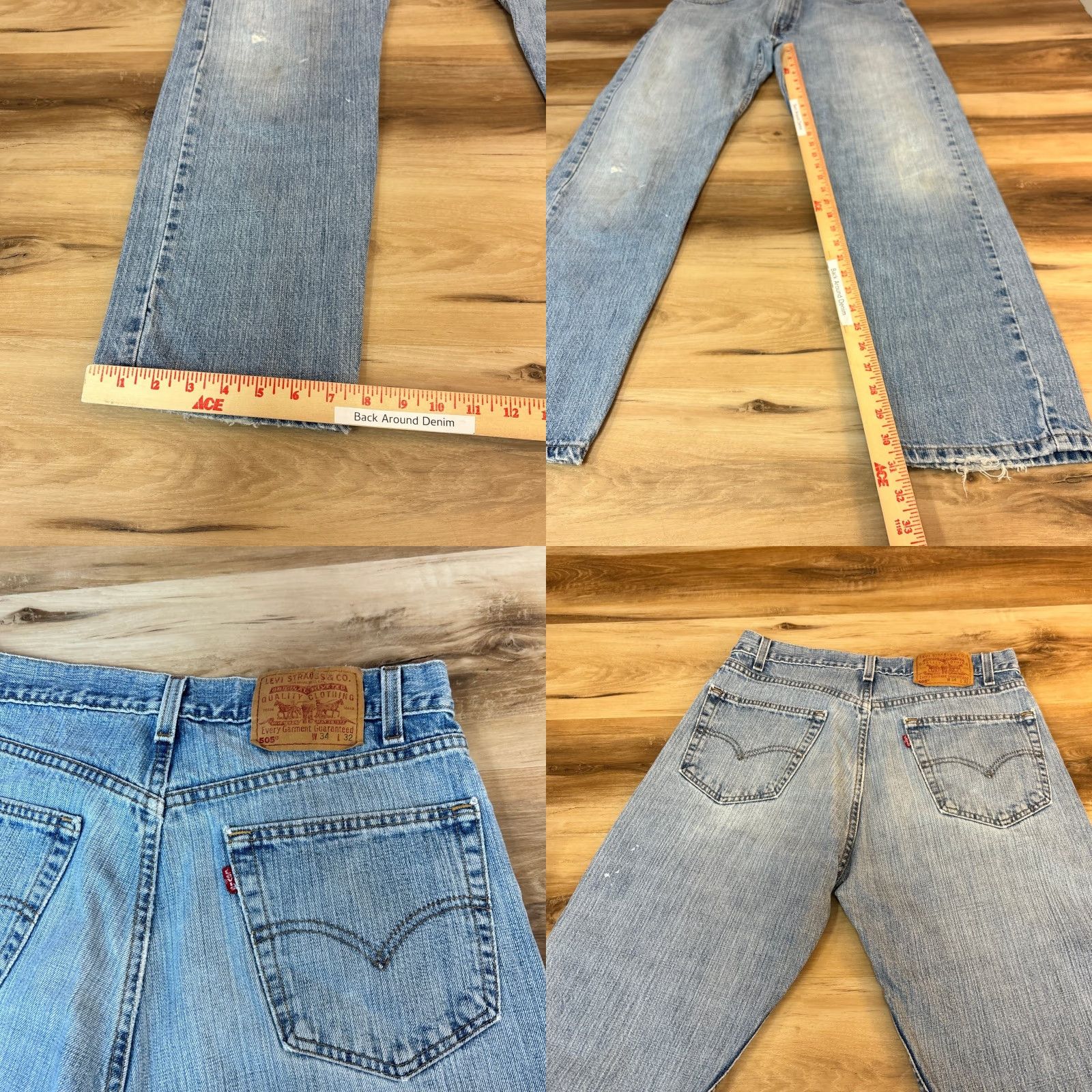 Levi's VINTAGE Levi's 505 Jeans Mens 34x32 Straight Light Washed Distressed Y2K USA blue denim five-pocket regular fit Size US 34 / EU 50 - 8 Thumbnail