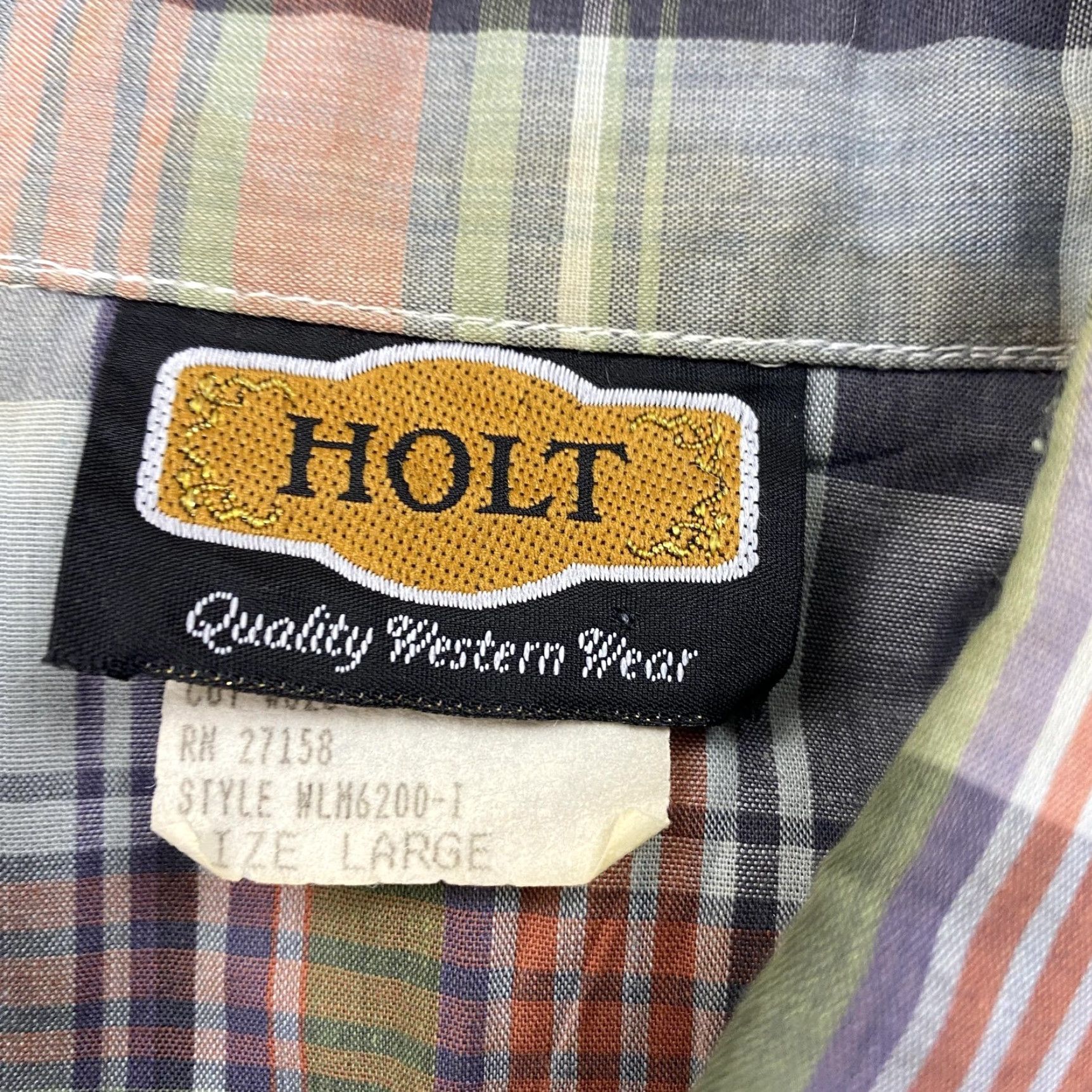 Vintage VINTAGE Holt Western Shirt Mens Large Plaid Pearl Snap Short Sleeve Made USA WLM6200-1 Size US L / EU 52-54 / 3 - 7 Thumbnail