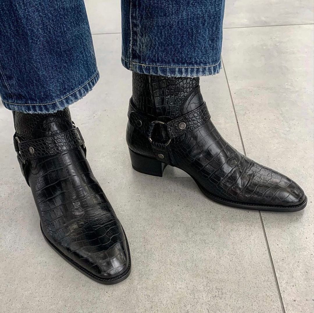 Saint Laurent Paris SAINT LAURENT PARIS WYATT FAKE CROC NERO MENS BOOT EU 41.5 Size US 8.5 / EU 41-42 - 1 Thumbnail