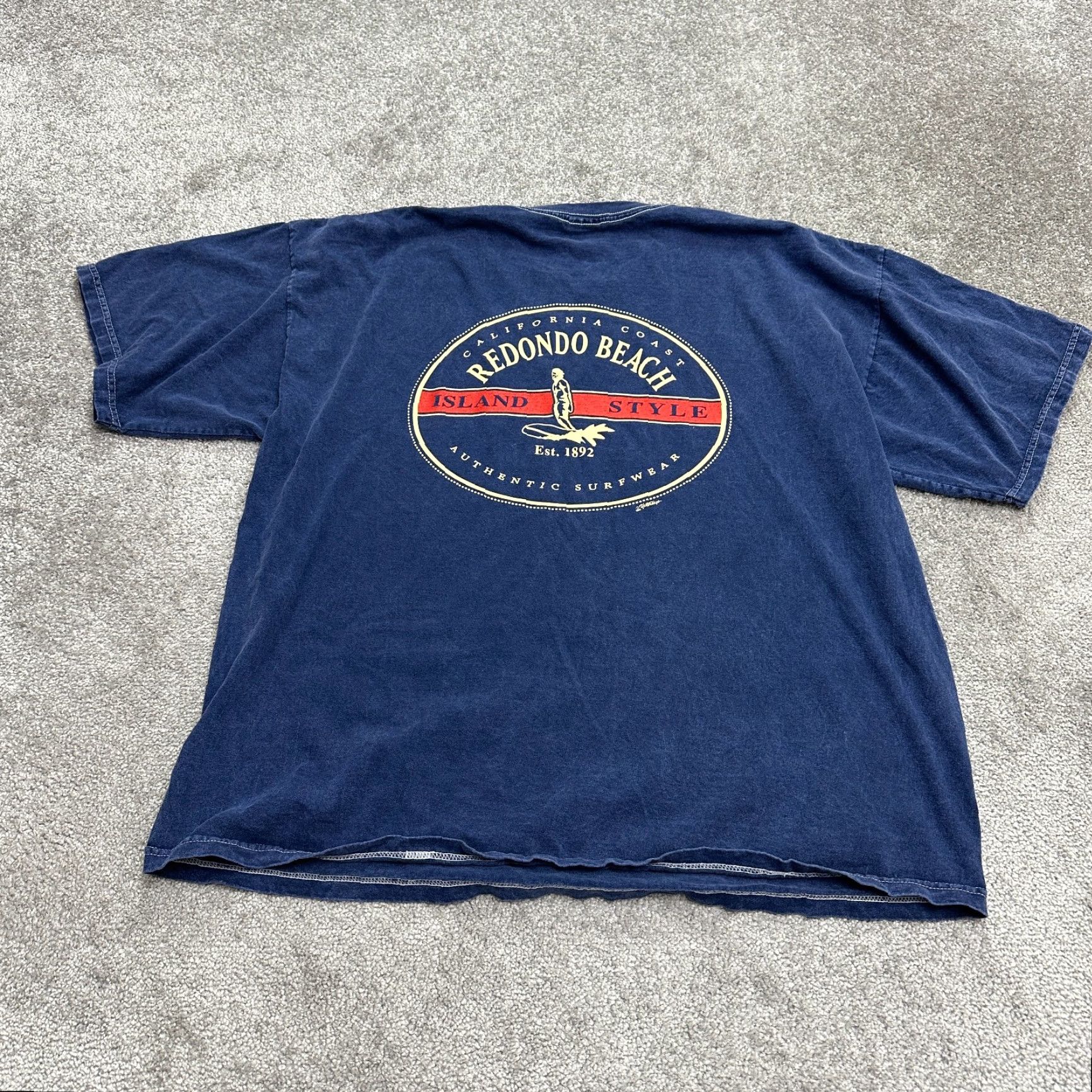 Vintage Renondo Beach T-Shirt Men 2XL Blue Short Sleeve Crew Neck Cotton Logo All Seasons Beach Tropical Mens Size US XXL / EU 58 / 5 - 2 Thumbnail