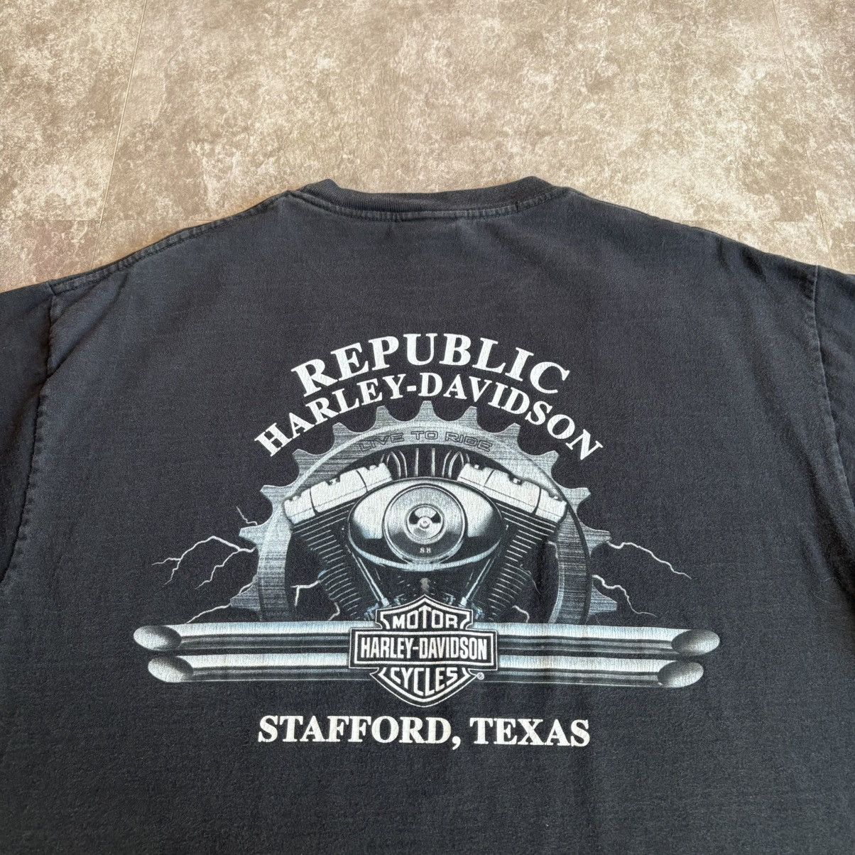 Harley Davidson Vintage 2000s Harley Davidson Stafford Texas T Shirt Size US L / EU 52-54 / 3 - 6 Thumbnail