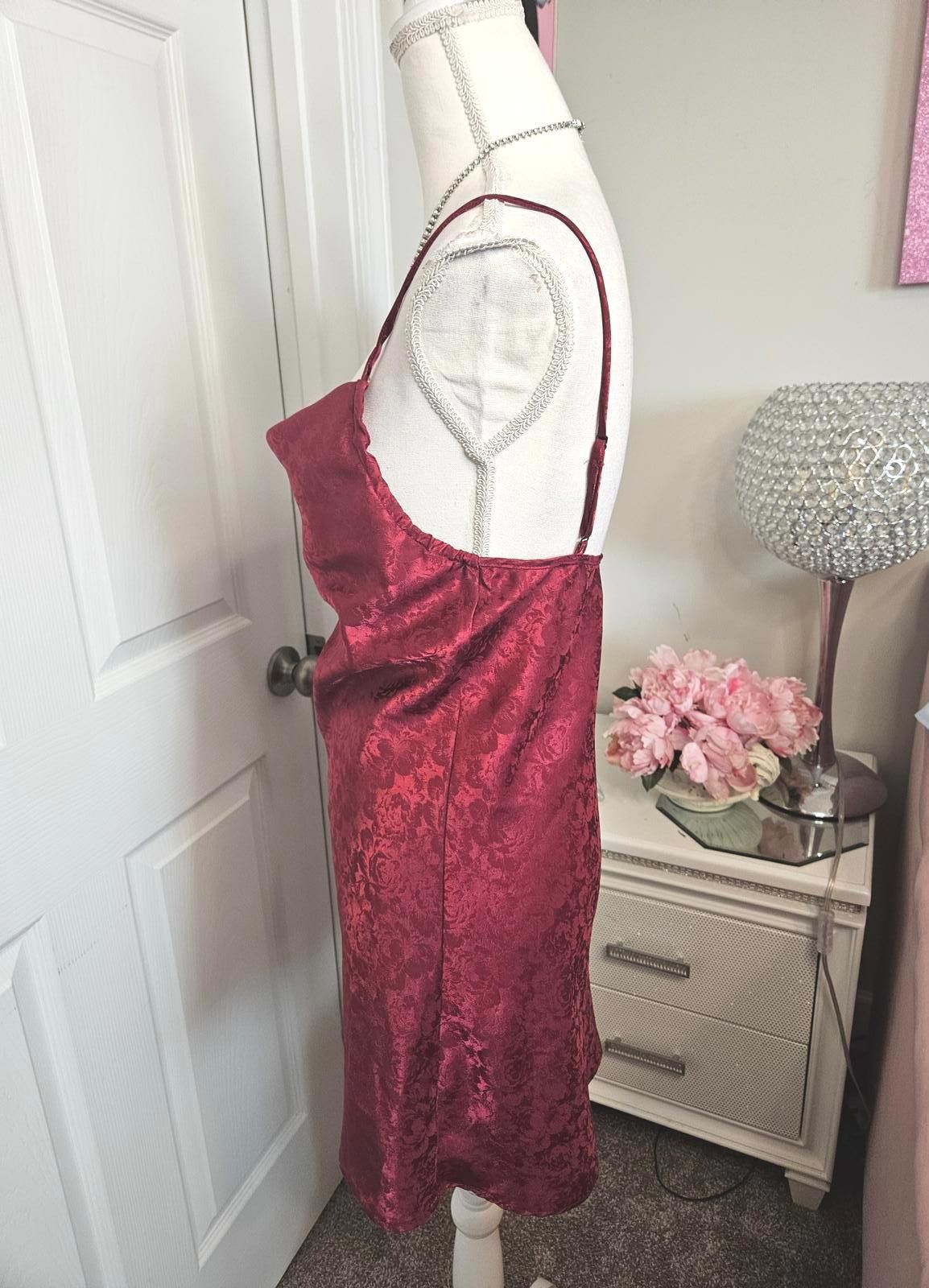 Designer Princess Polly Crimson Satin Slip Dress #387 Size M / US 6-8 / IT 42-44 - 2 Thumbnail