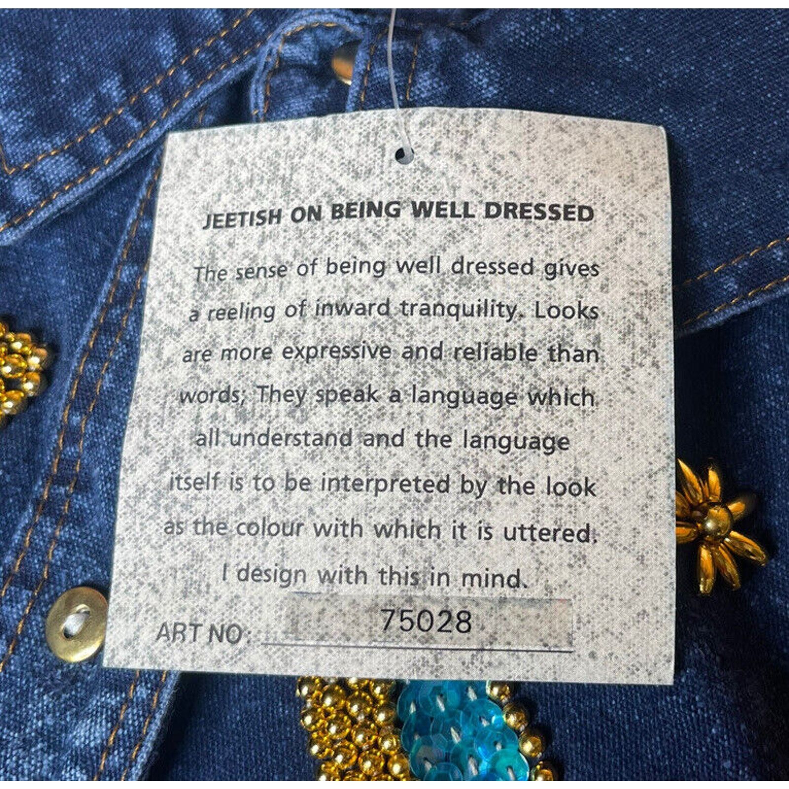 Other Vtg Jeetish Pretty Bleu Blue Denim Beaded Sequin Shirt S Size S / US 4 / IT 40 - 7 Thumbnail
