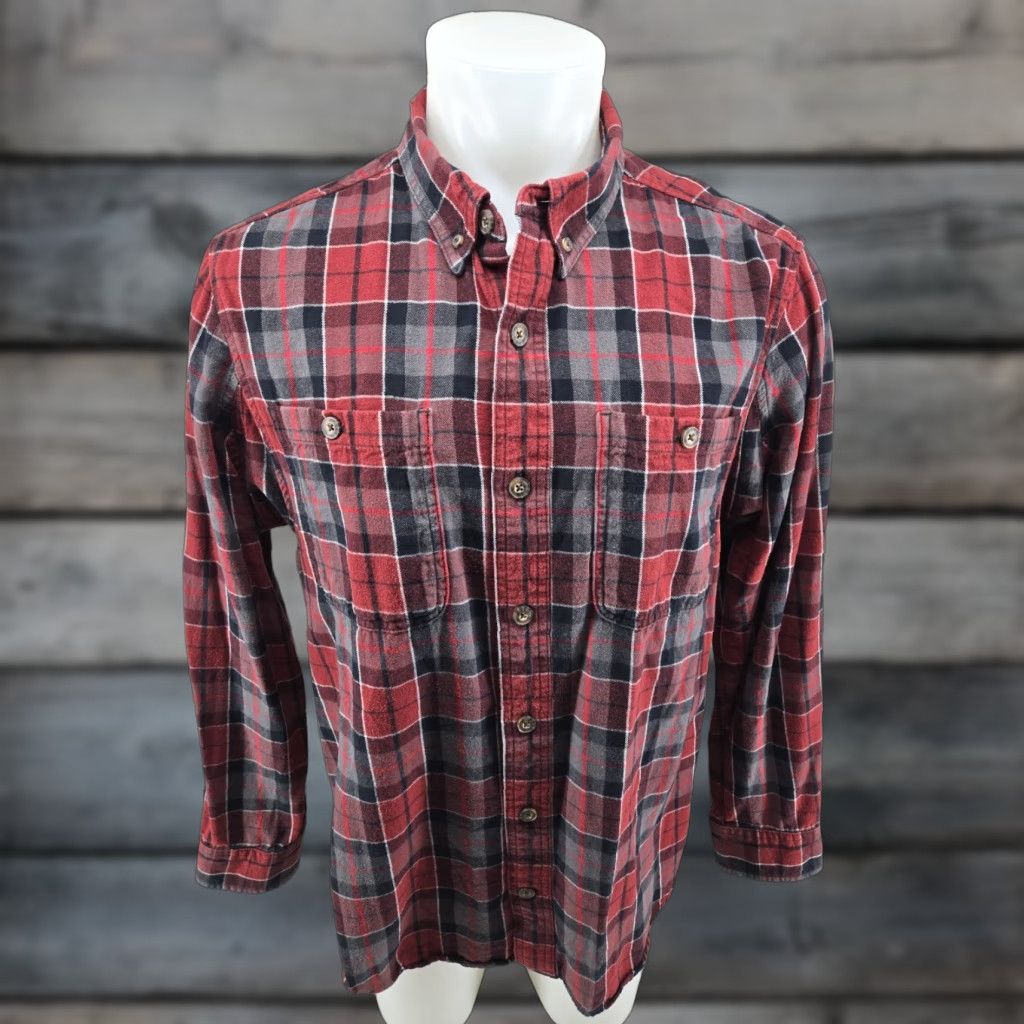 CO Duluth Trading Co Heavy Flannel Shirt Mens Large Red Black Plaid Shirt Size US L / EU 52-54 / 3 - 1 Thumbnail