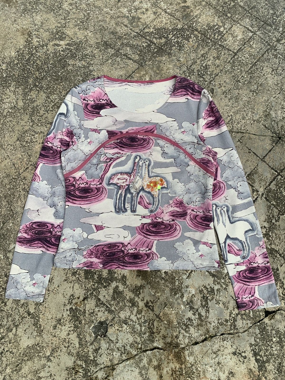 Japanese Brand y2k Turkey Art Pscyhedelic Gliterry Longlsleeve Top Size L / US 10 / IT 46 - 1 Thumbnail