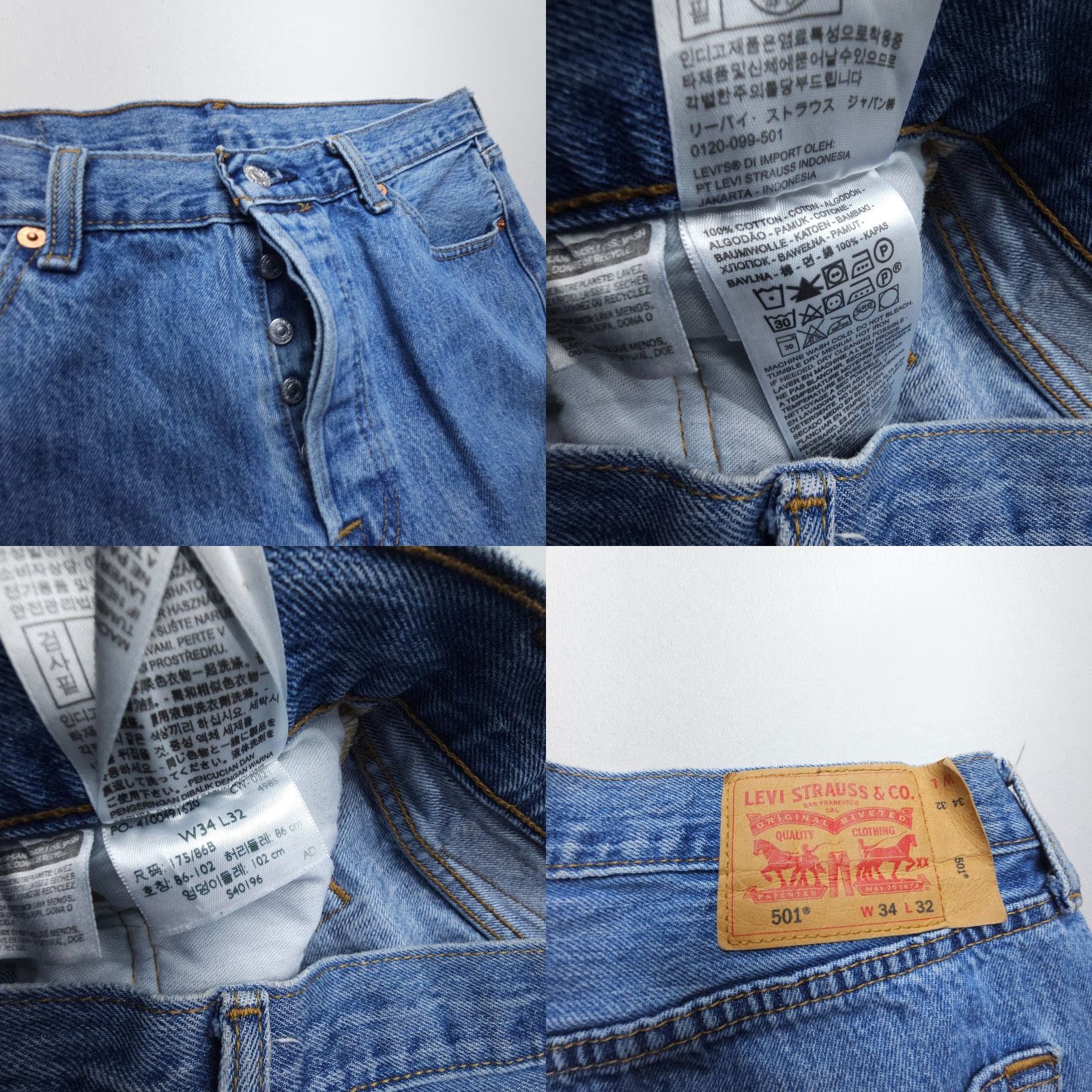 Levi's VINTAGE Levi's 501 Jeans Mens 34 x 32 Distressed Button Fly Regular 5-Pocket Denim Blue Factory? Size US 34 / EU 50 - 8 Thumbnail